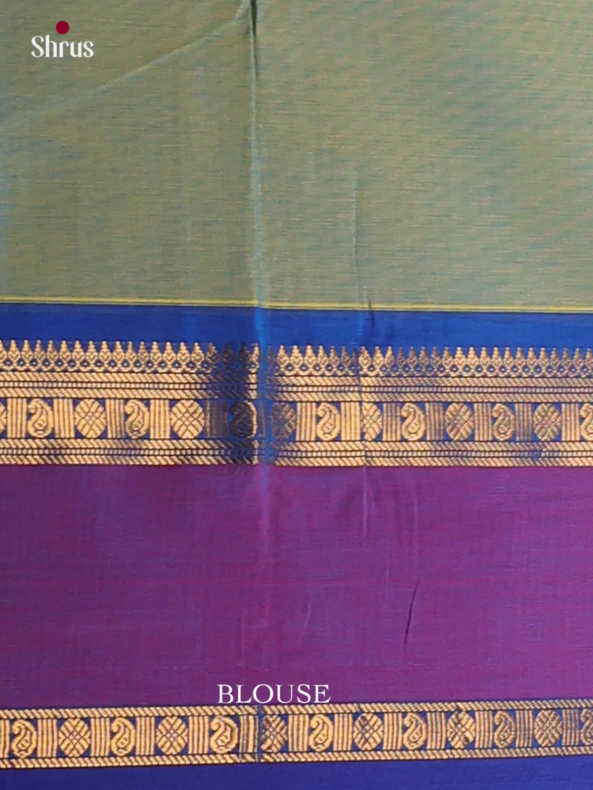 Serene Light Sea Green Chettinad Cotton Sarees With Zari Buttas & Purple Rettapet Border