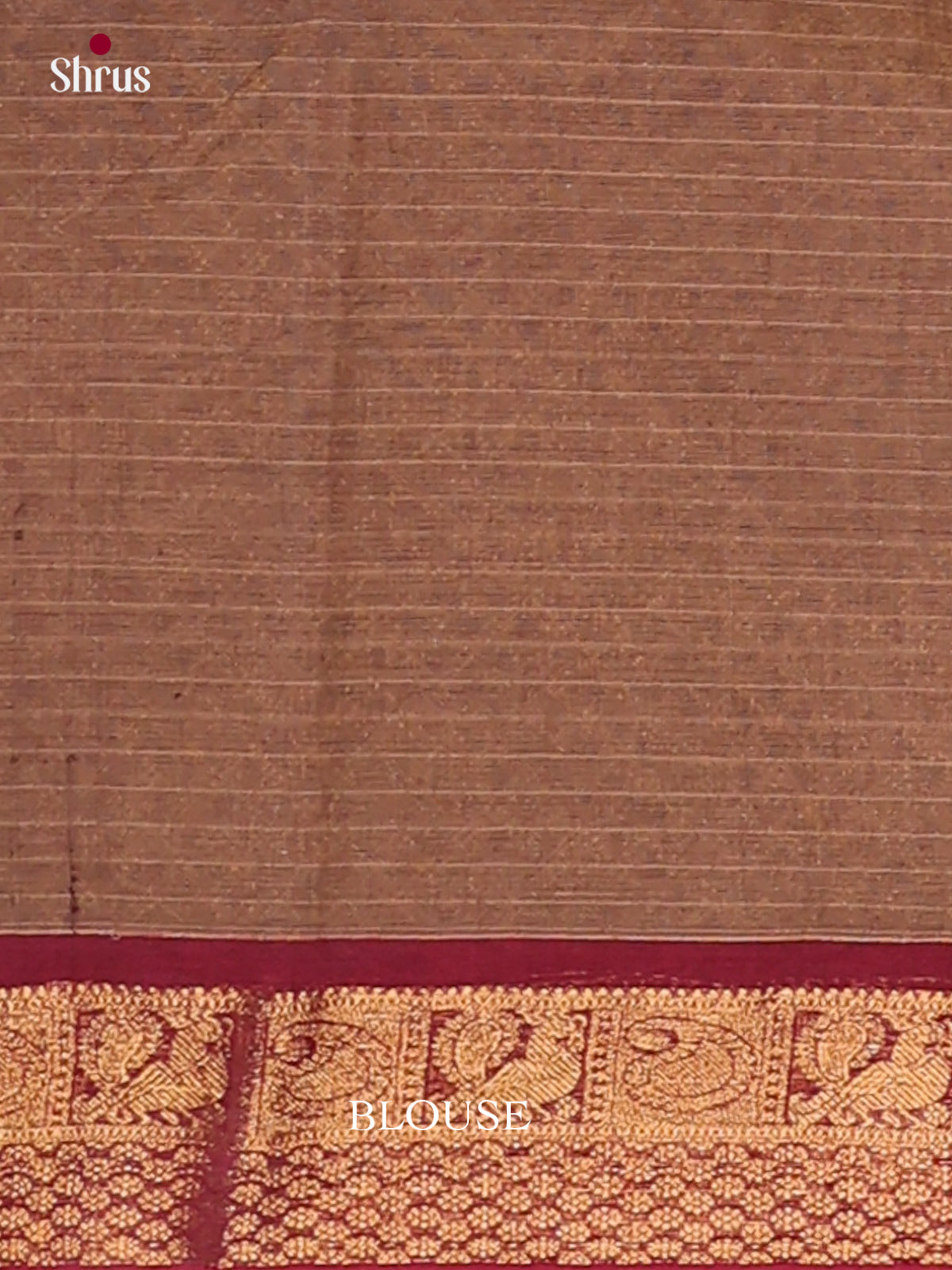 Sheeny Brown Chettinad Cotton Sarees With Gold Stripes, Maroon Border & Brocade Pallu