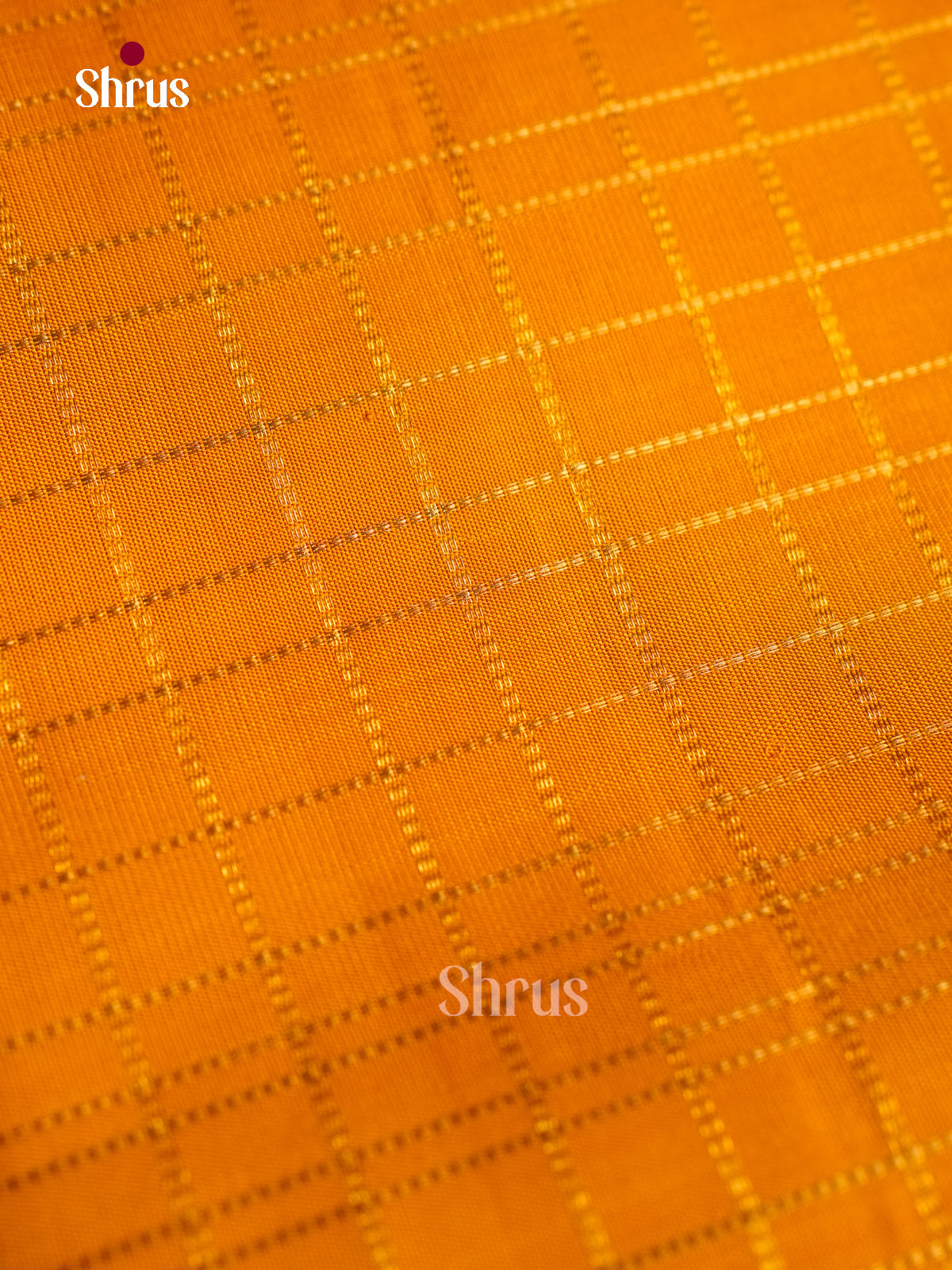 Sheeny Mango Yellow Kanchipuram Pattu Saree With Fine Checks | Purple Temple Zari Border & Brocade Pallu
