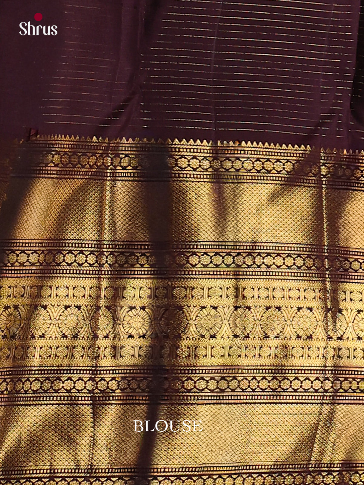 Sheeny Maroon Pattu Saree With Fine Checks & Gold Buttas | Brown Broad Zari Border & Brocade Pallu