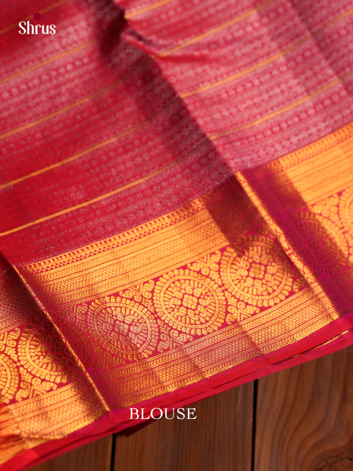 Sheeny Mustard Kanchipuram Pattu Saree With Zari Geometric Patterns In Box | Deep Pink Zari Border & Pallu