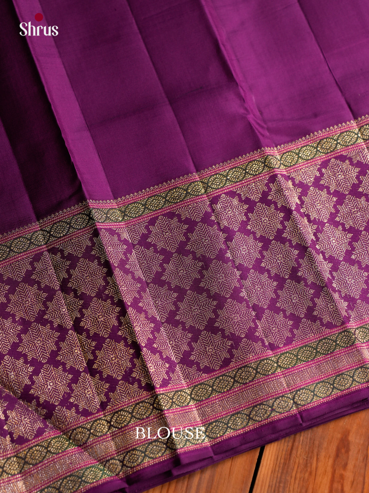 Sheeny Turquoise Pattu Saree With Gold Stripes | Purple Border & Pallu With Star Buttas