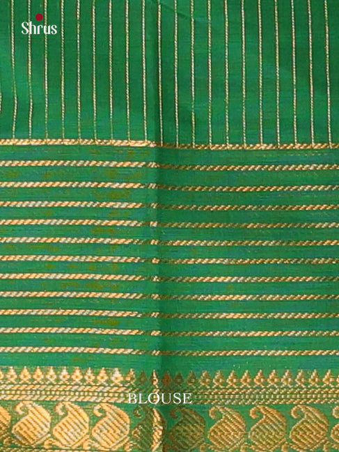 Shimmery Green Chettinad Cotton Sarees With Golden Lines & Traditional Pallu