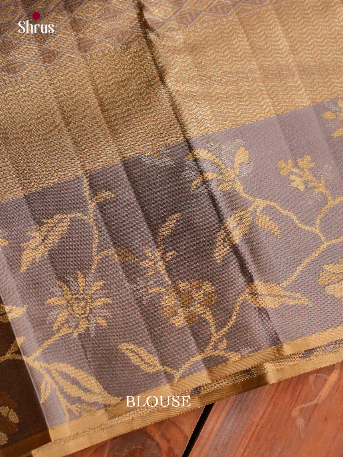 Shimmery Lilac Kanchipuram Pattu Saree With Textured Gold Stripes | Charcoal Grey With Zari Floral Vines