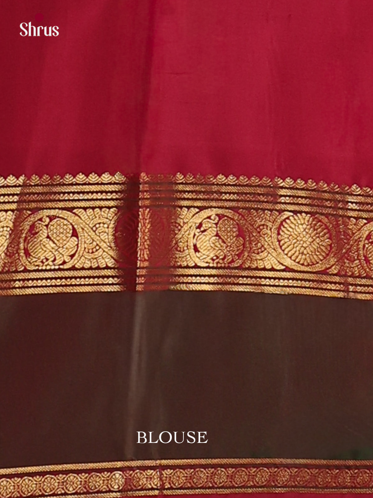 Striking Red Kanchi Pattu Saree With Scattered Gold Buttas | Dark Olive Rettapet Zari Border