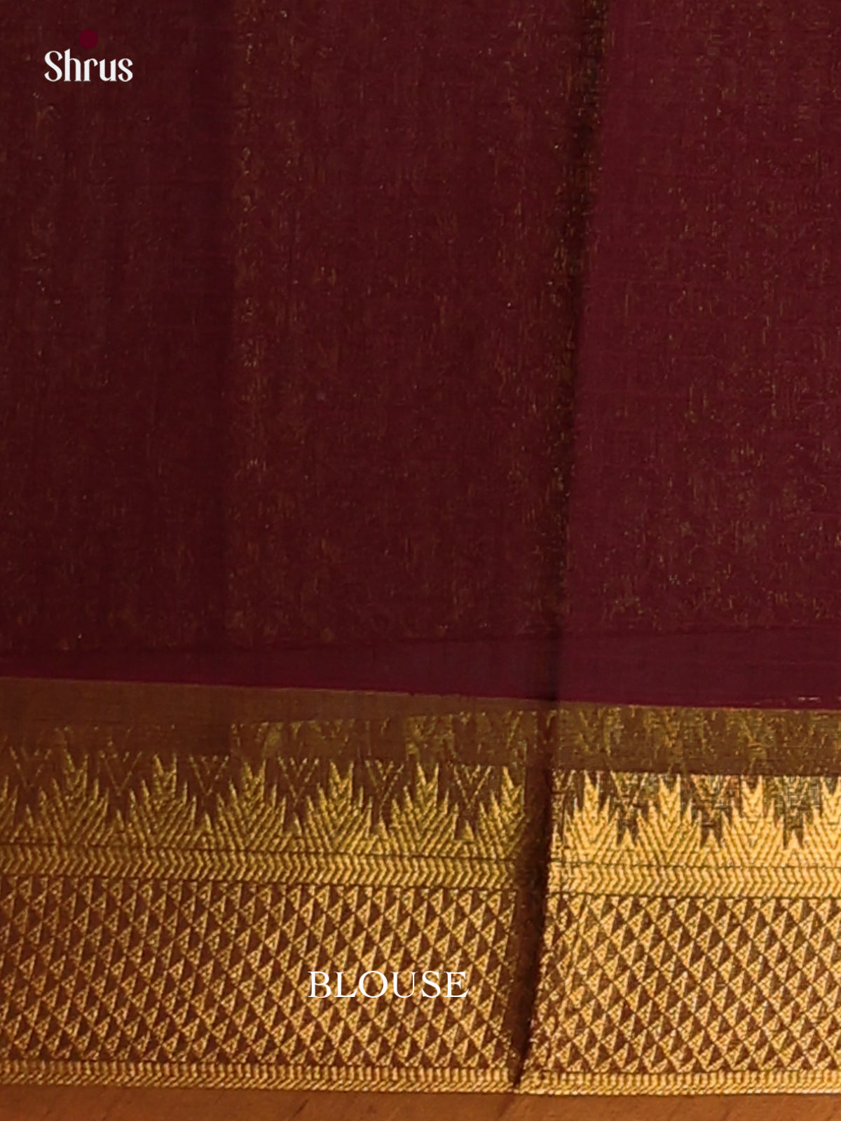 Stunning Maroon Chettinad Cotton Saree With Gold Stripes & Mustard Temple Zari Border - Shop on Shrus.com