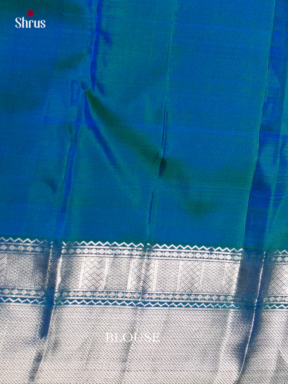 Buy Pretty Teal Blue Kanjivaram Saree with Silver Peacock Buttas, Zari Border & Brocade Pallu
