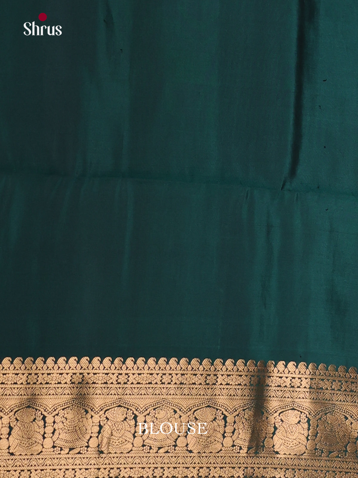 Buy Grand Teal Green Silk Saree With Golden Floral Vines, Elephant Motifs, Zari Border & Pallu