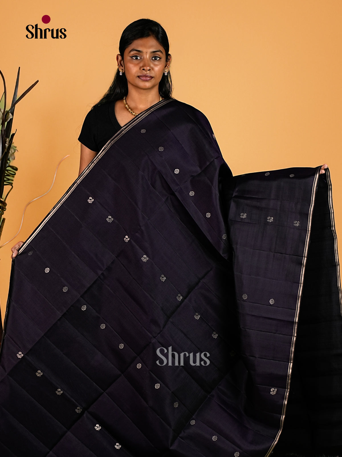 Timeless Deep Violet Soft Silk Sarees With Silver Buttas, Thin Zari Border & Woven Pallu 1