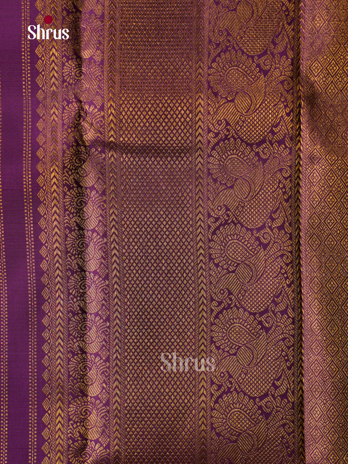 Timeless Pastel Green Kanchipuram Saree With Gold Stripes | Purple Border With Zari Bands