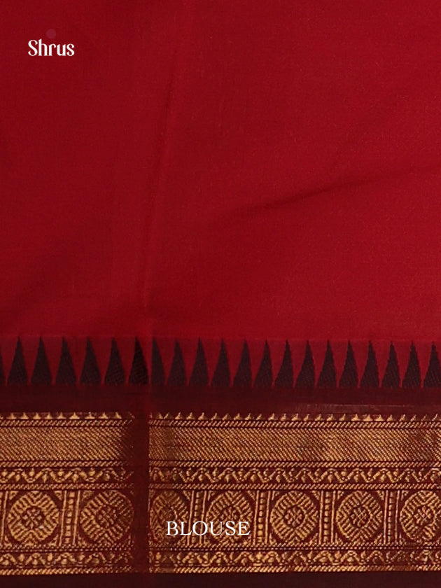 Timeless Red Chettinad Cotton Sarees With Gold Buttas & Brown Temple Zari Border