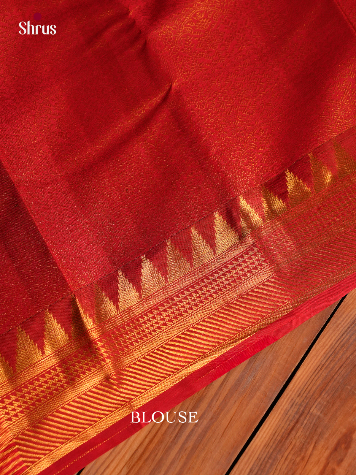 Unique Beige Silk Saree With Brown Checked Blocks & Buttas | Red Temple Zari Border