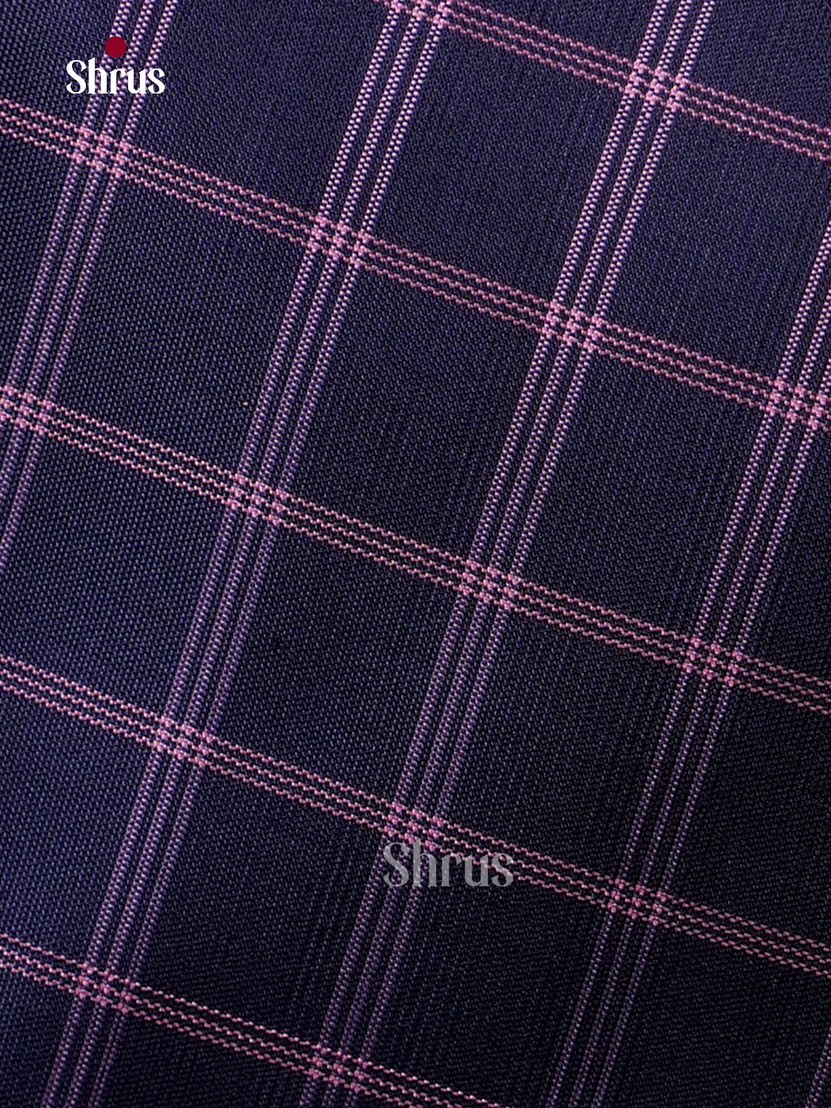Unique Navy Blue Kanchipuram Sarees With Thread Woven Checks | Light Pink Border With Zari Bands