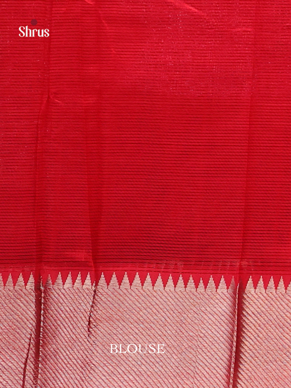 Vivid Pink Mangalagiri Silk Saree With Plain Body, Silver Temple Zari Border & Traditional Pallu
