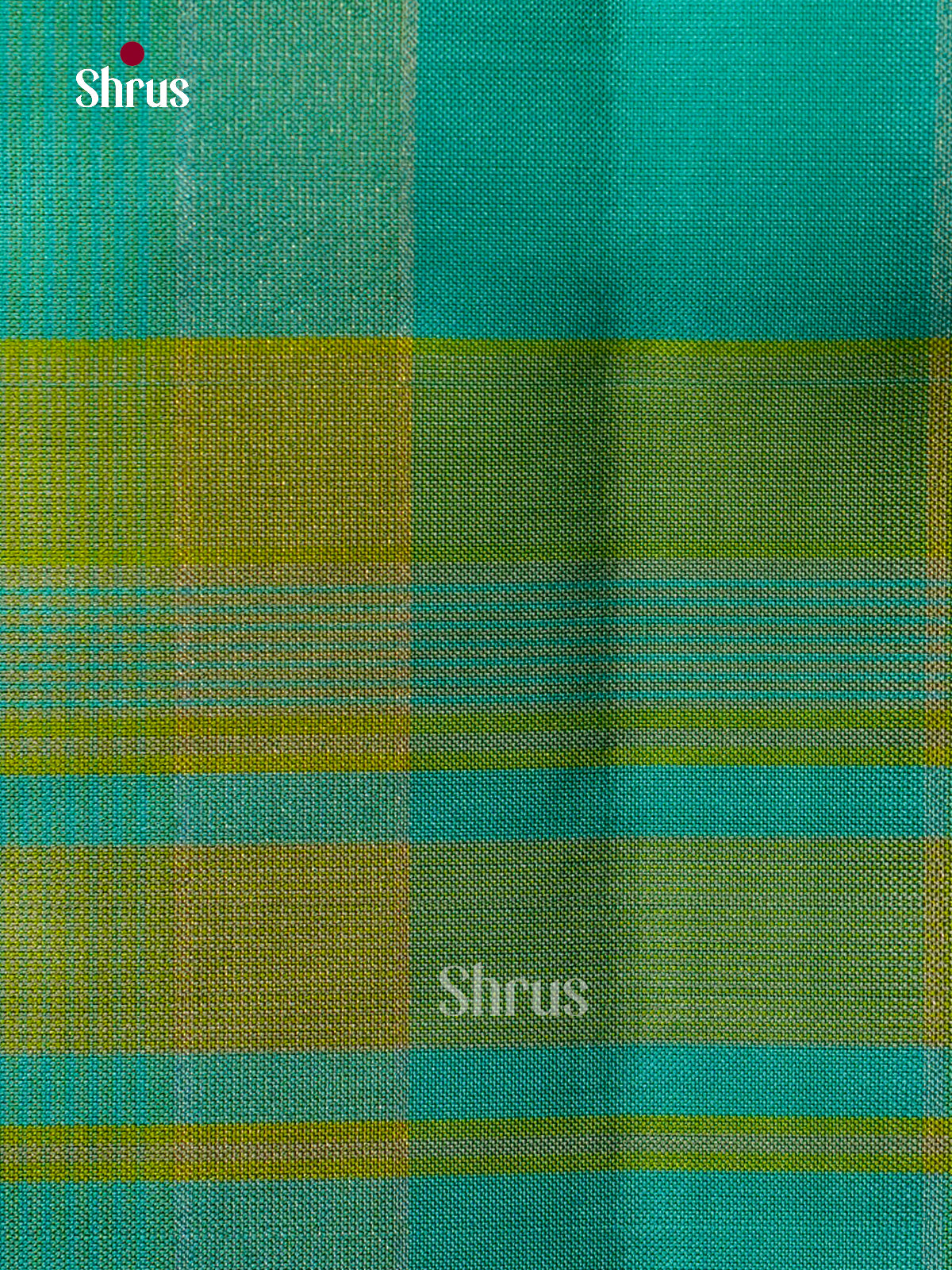 Vivid Sea Green Kanchipuram Sarees With Bold Checks & Teal Border With Floral Vines