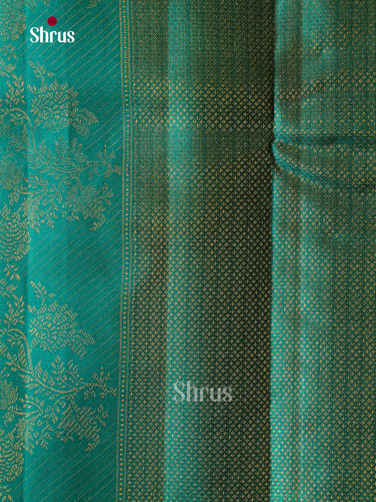 Vivid Sea Green Pattu Sarees With Bold Checks & Teal Border With Floral Vines