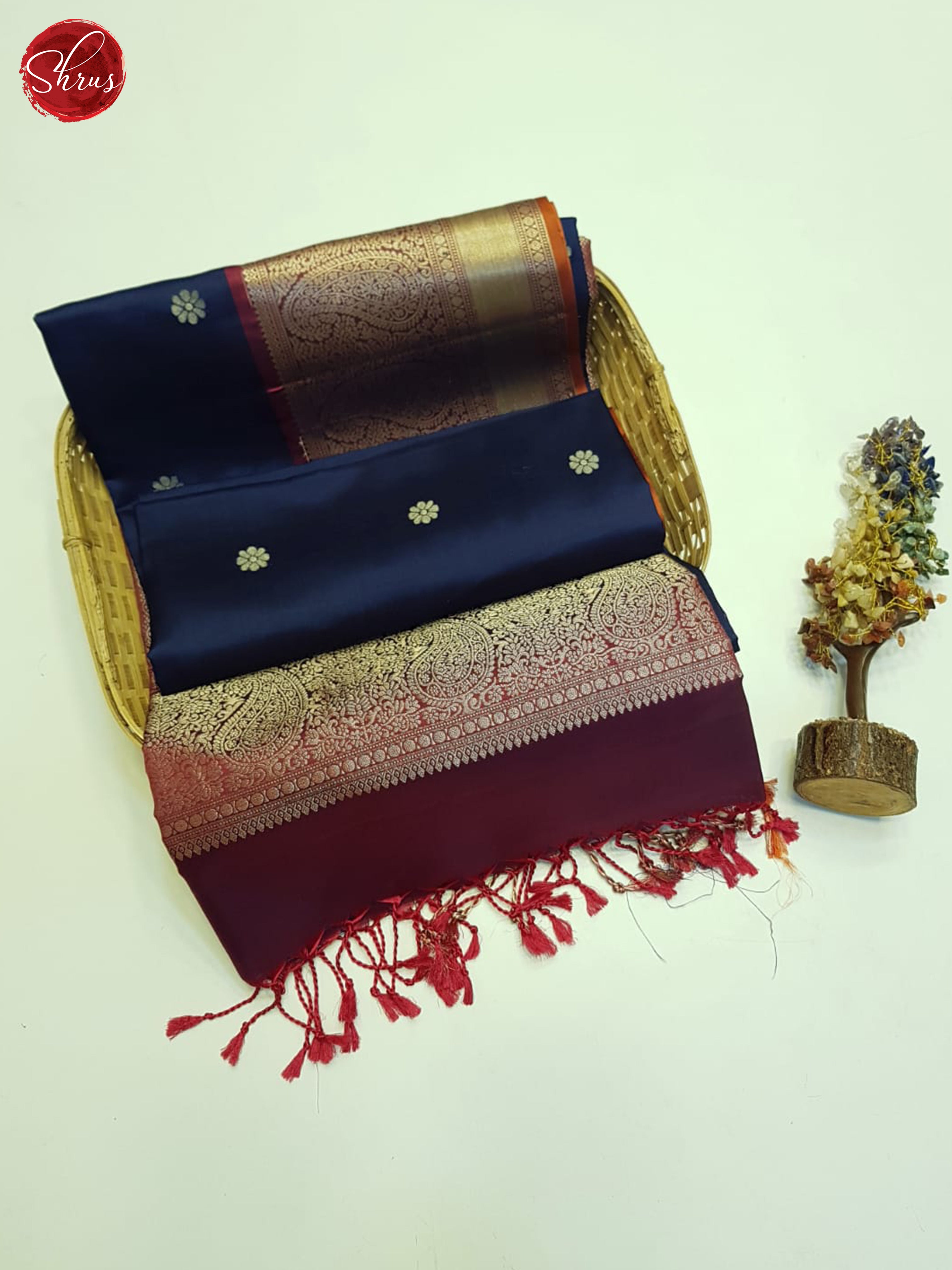 Blue And Maroon - Soft Silk Saree - Shop on ShrusEternity.com