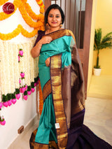 Blue & Purple  - Kanchipuram silk Saree - Shop on ShrusEternity.com