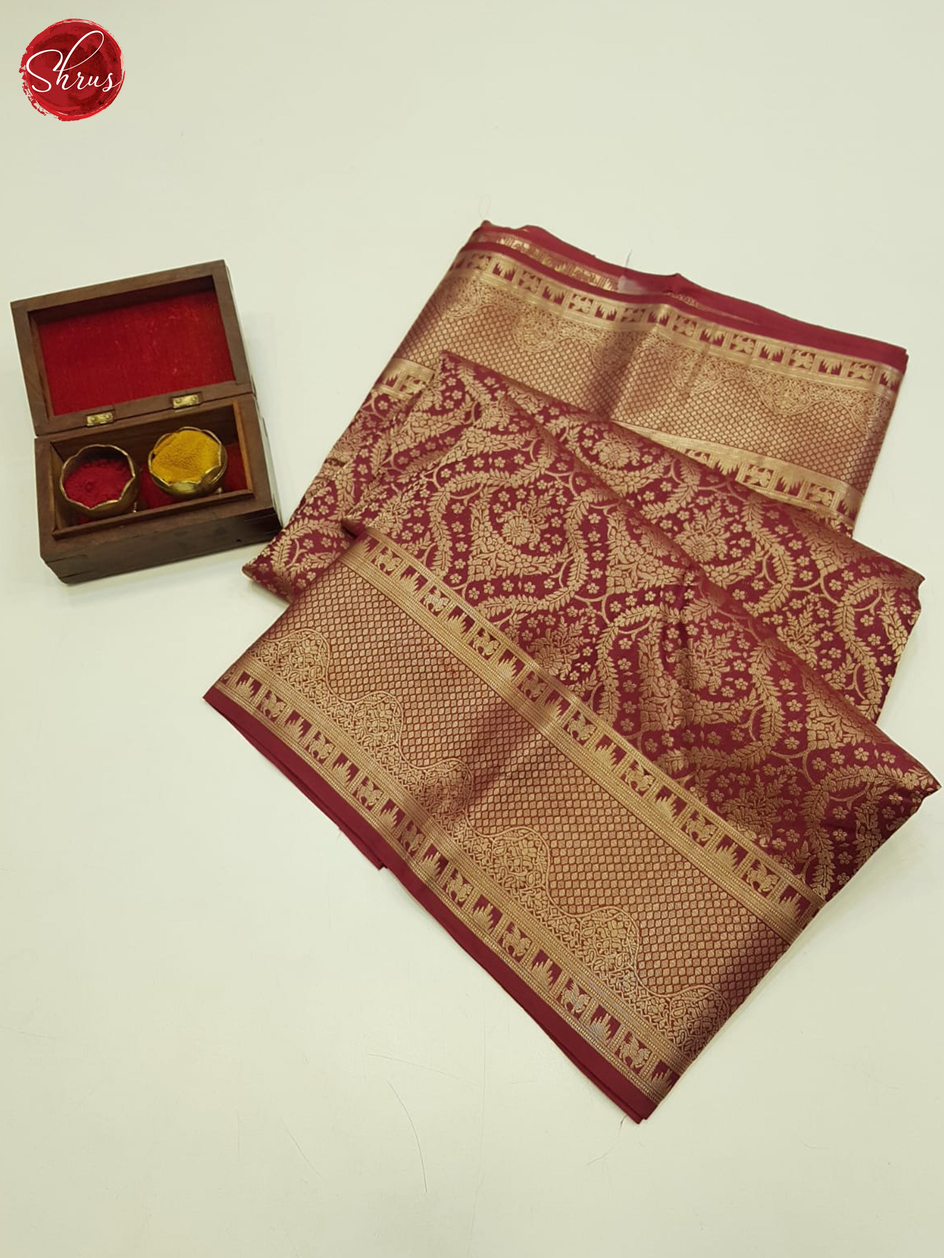 Reddish Maroon(Single tone) - Kanchipuram silk - Shop on ShrusEternity.com