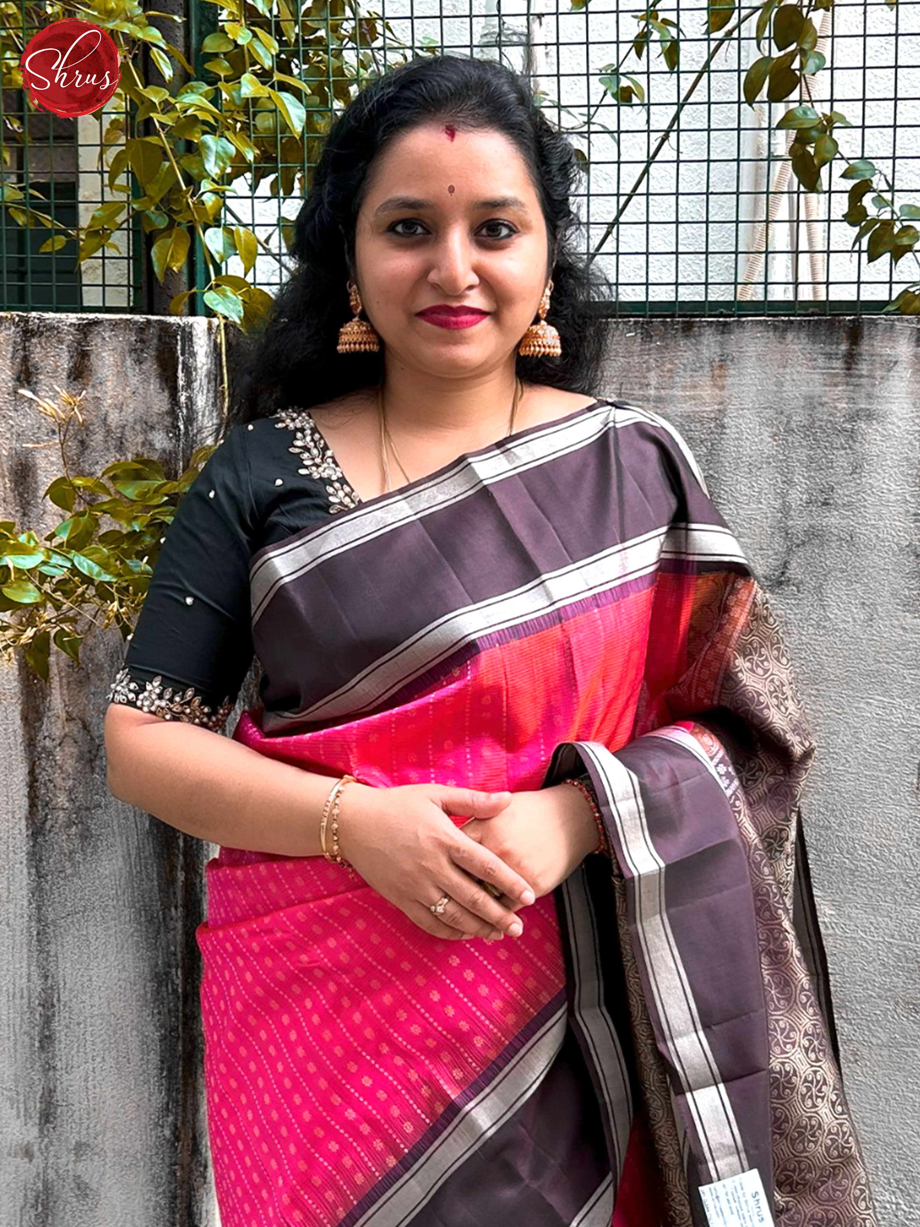 Pink And Deep Wine- Soft Silk Saree - Shop on ShrusEternity.com