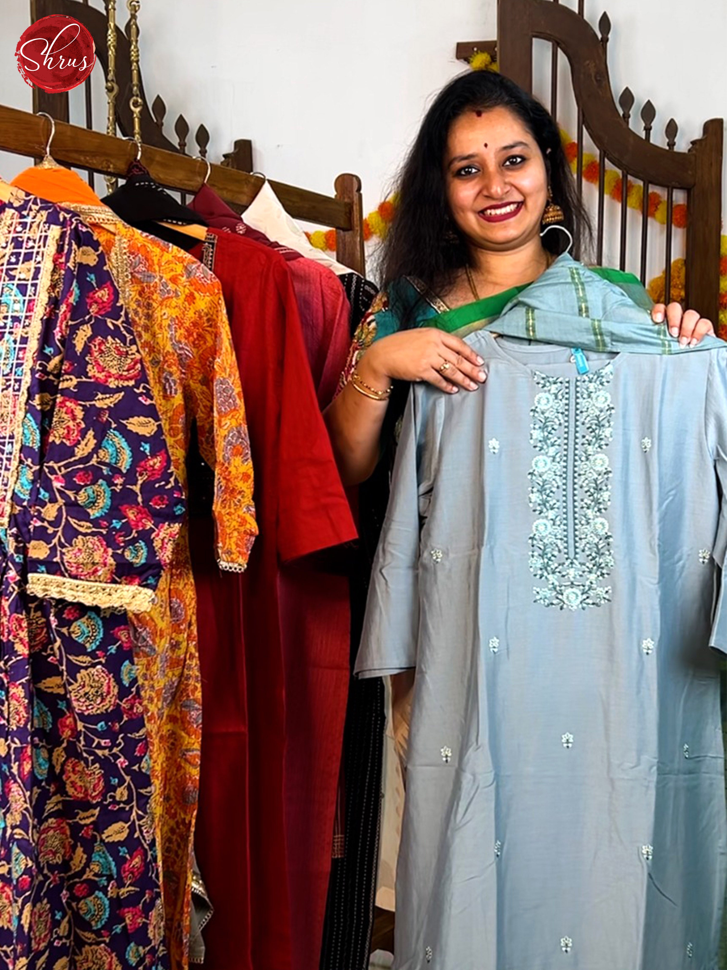 Grey -Embroidery 3pc Readymade salwar Suits - Shop on ShrusEternity.com