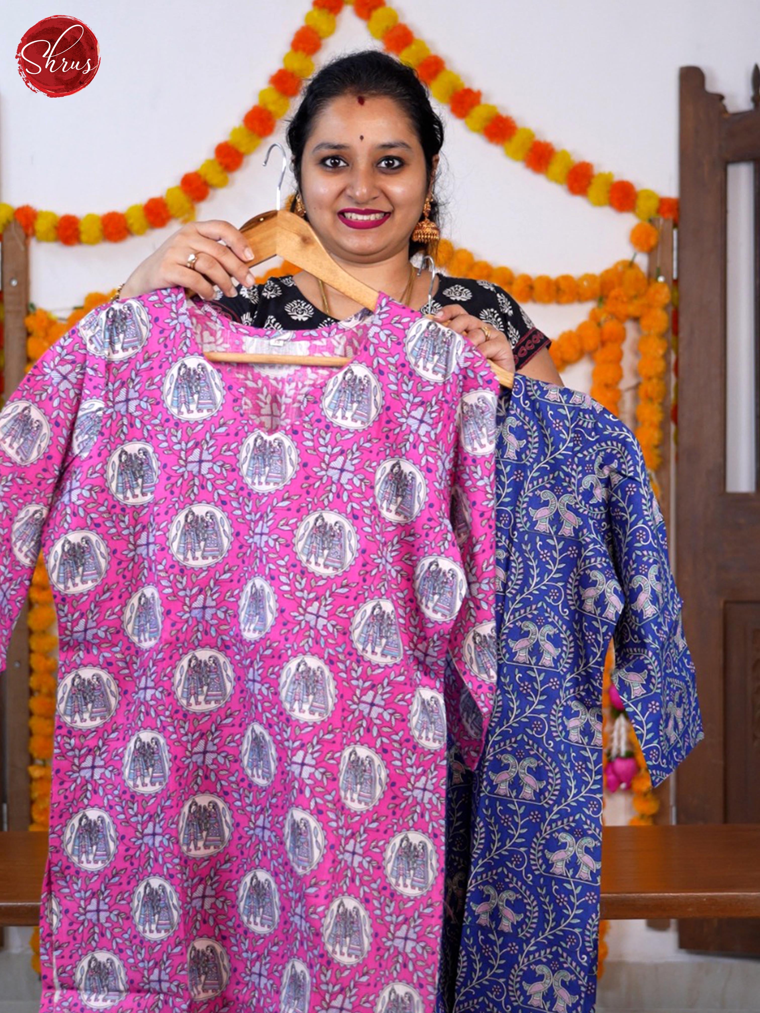 Pink -madhubani printed  Readymade kurti - Shop on ShrusEternity.com