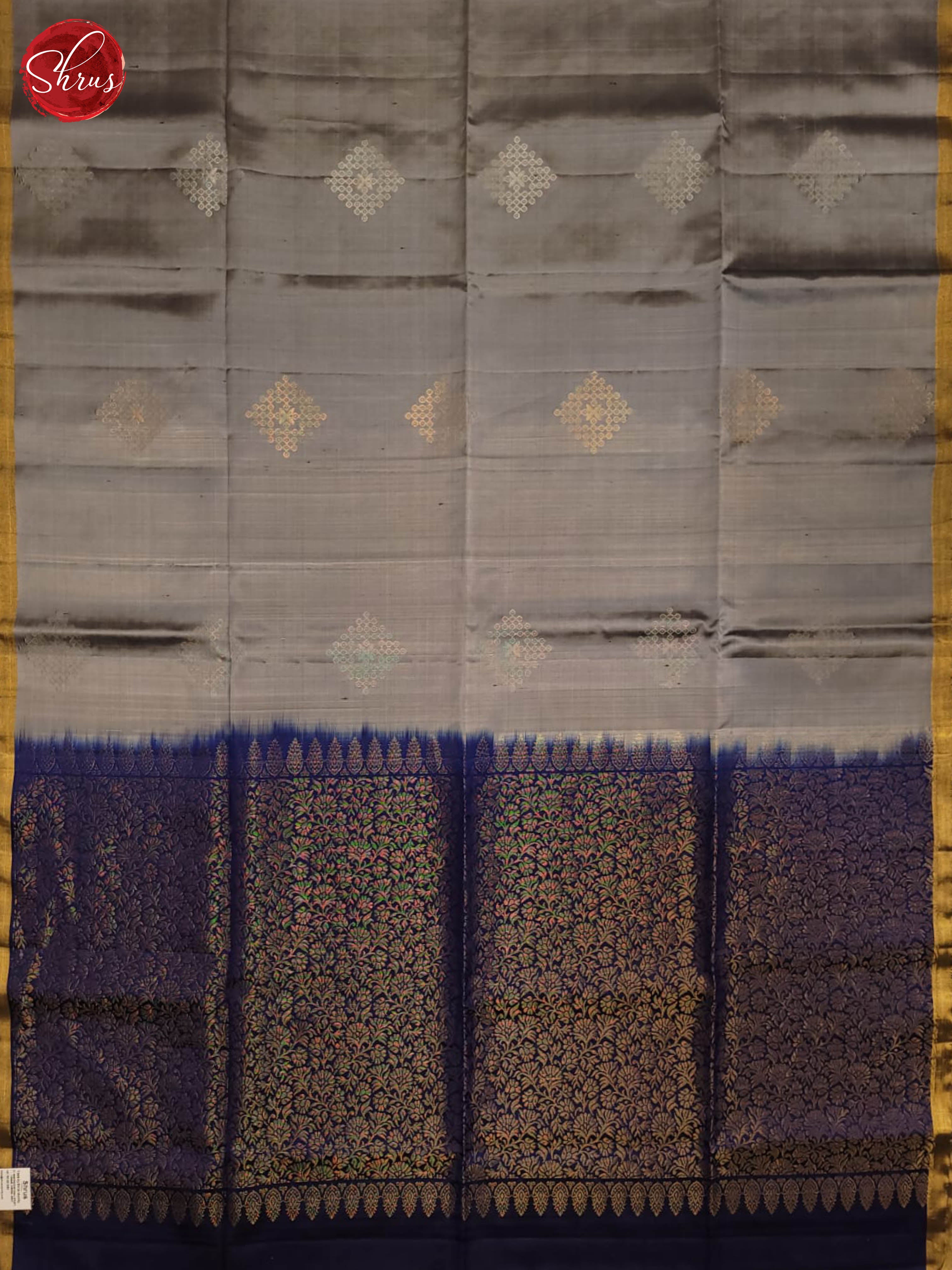 Grey & Blue - Softsilk-halfpure Saree - Shop on ShrusEternity.com