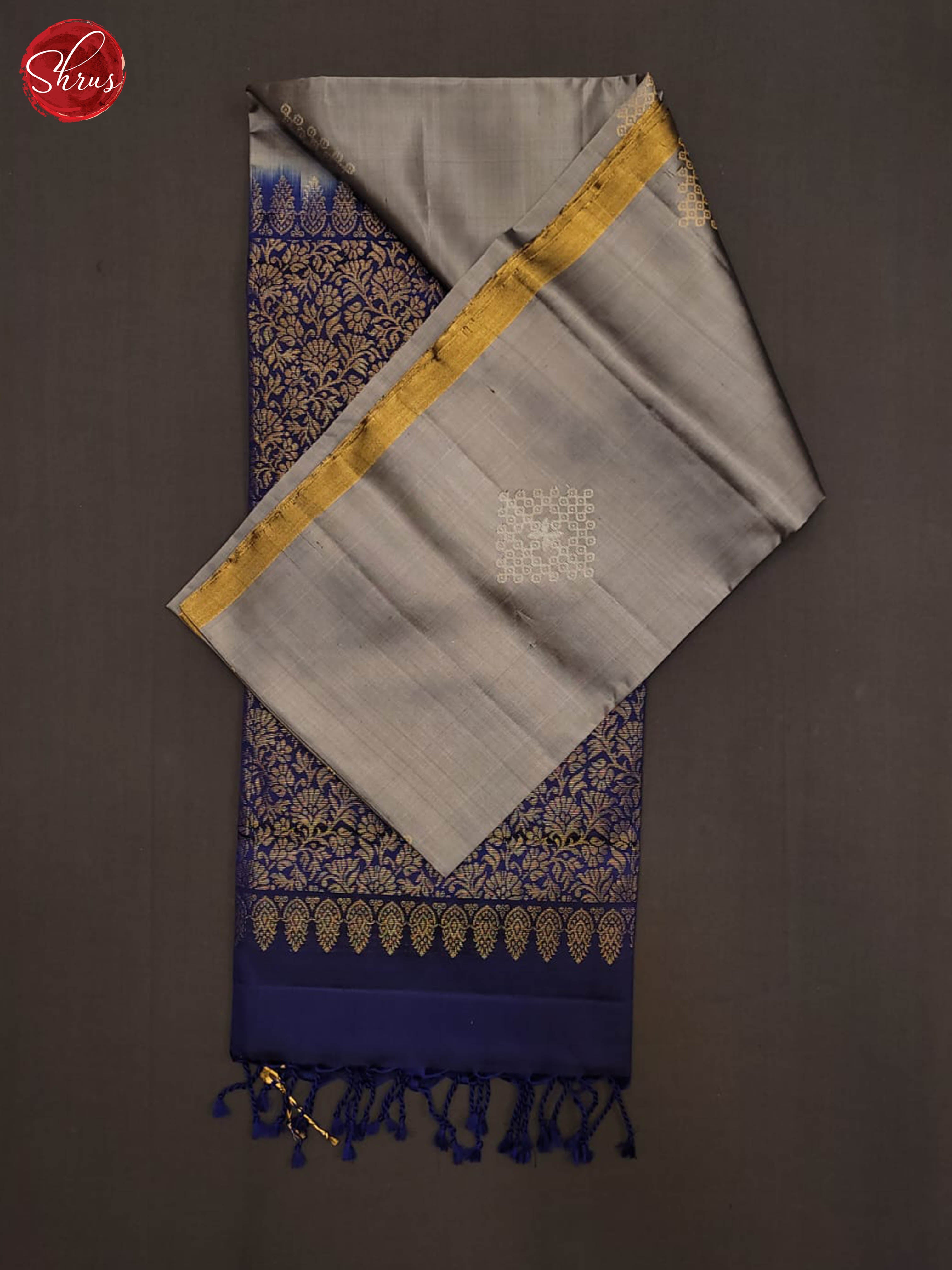 Grey & Blue - Softsilk-halfpure Saree - Shop on ShrusEternity.com