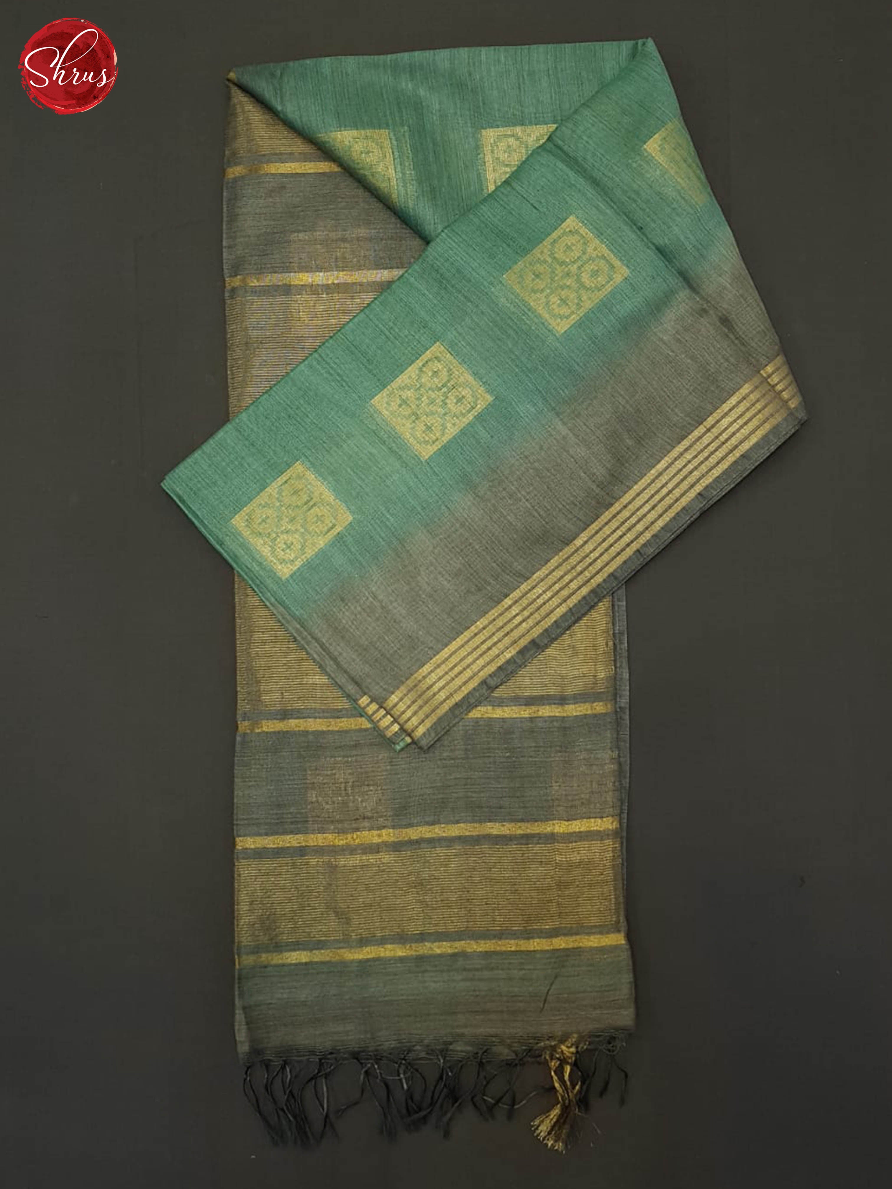 Green &  Grey - Semi Tussar  Saree - Shop on ShrusEternity.com