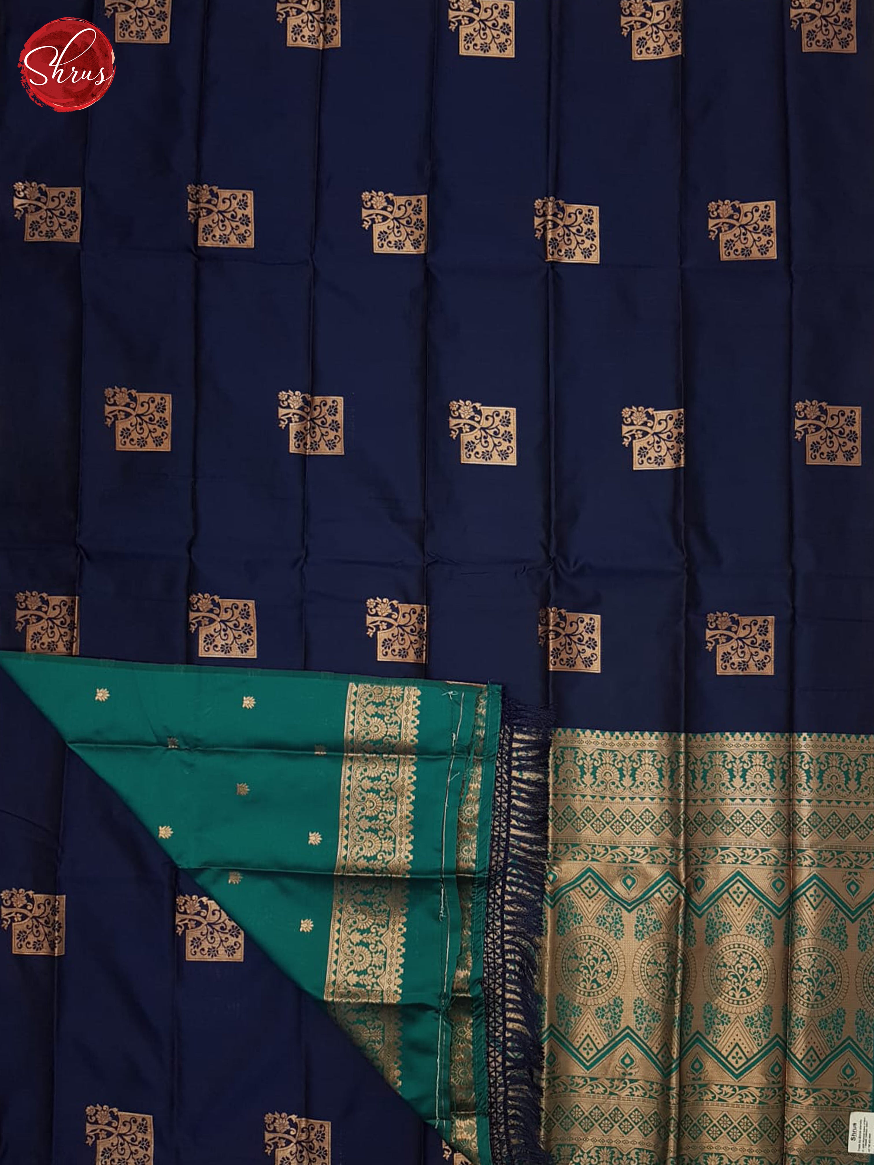 Blue And Peacock Blue-Semi soft silk saree - Shop on ShrusEternity.com