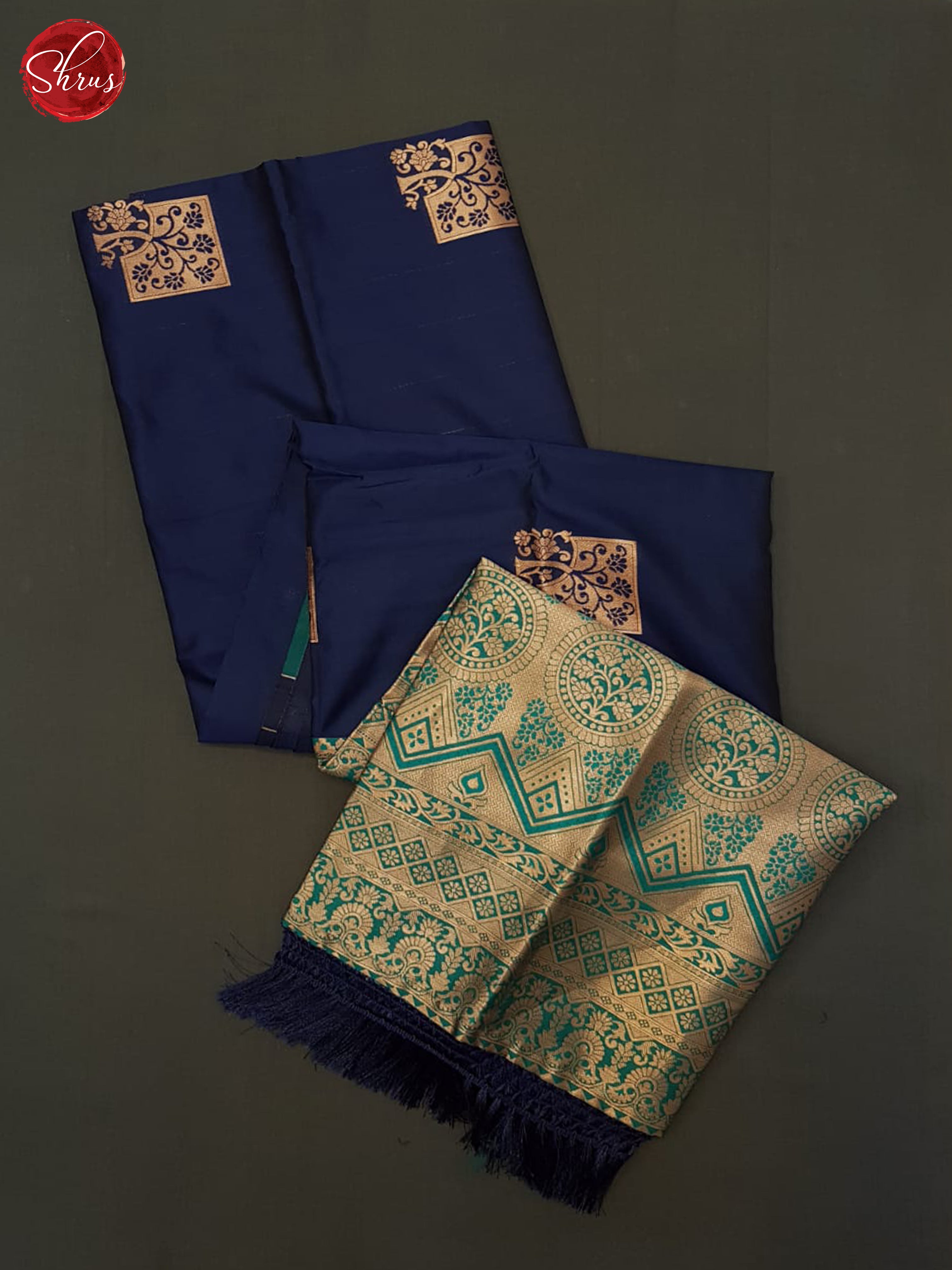 Blue And Peacock Blue-Semi soft silk saree - Shop on ShrusEternity.com