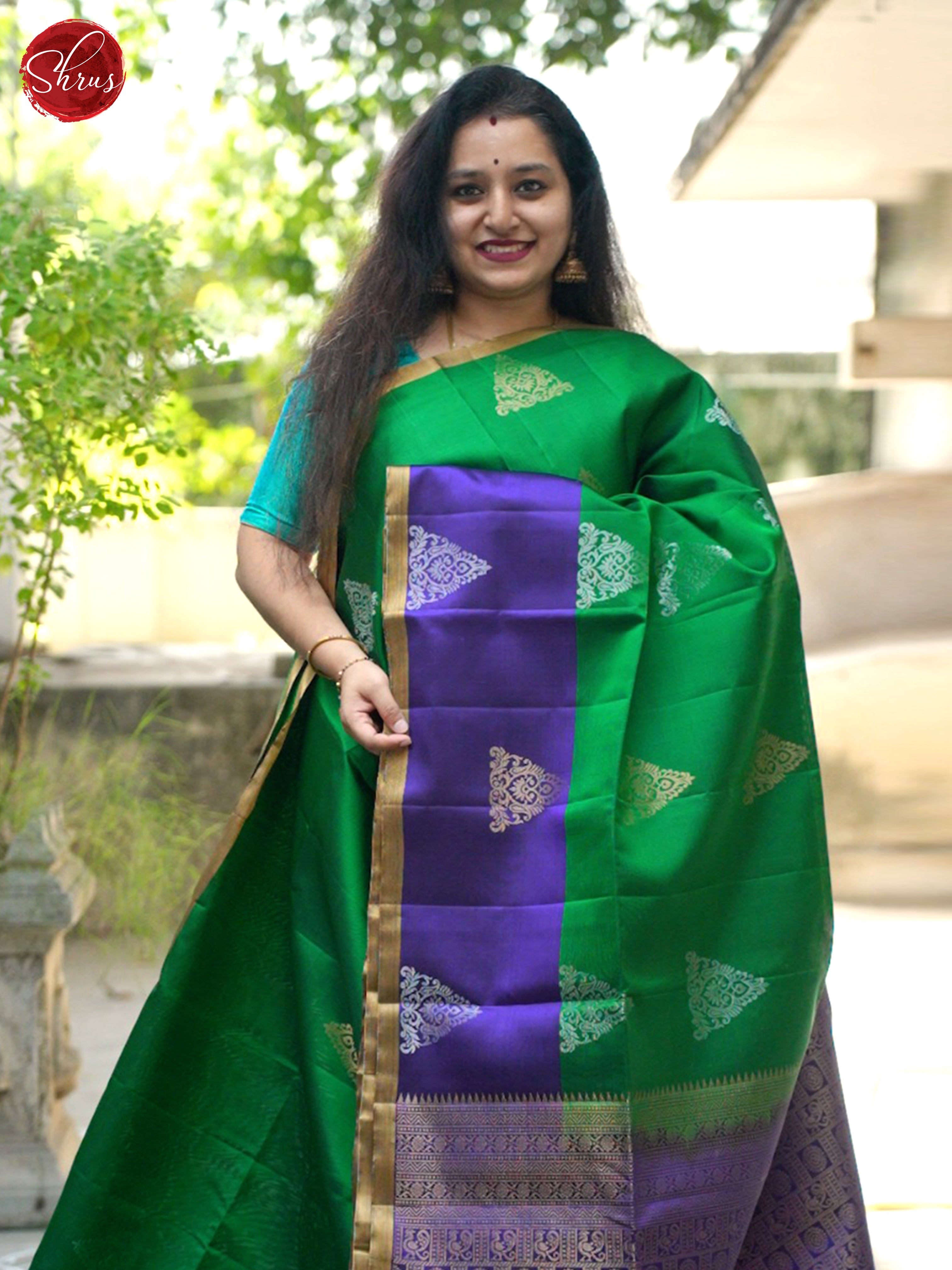 Green And Purple- Soft Silk Saree - Shop on ShrusEternity.com