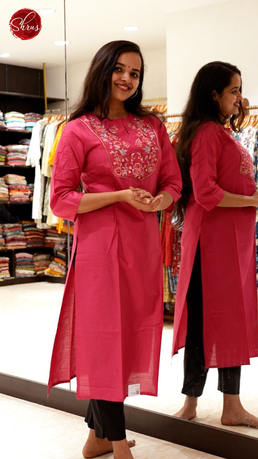Pink - Embroidered Casual Readymade Kurti - Shop on ShrusEternity.com