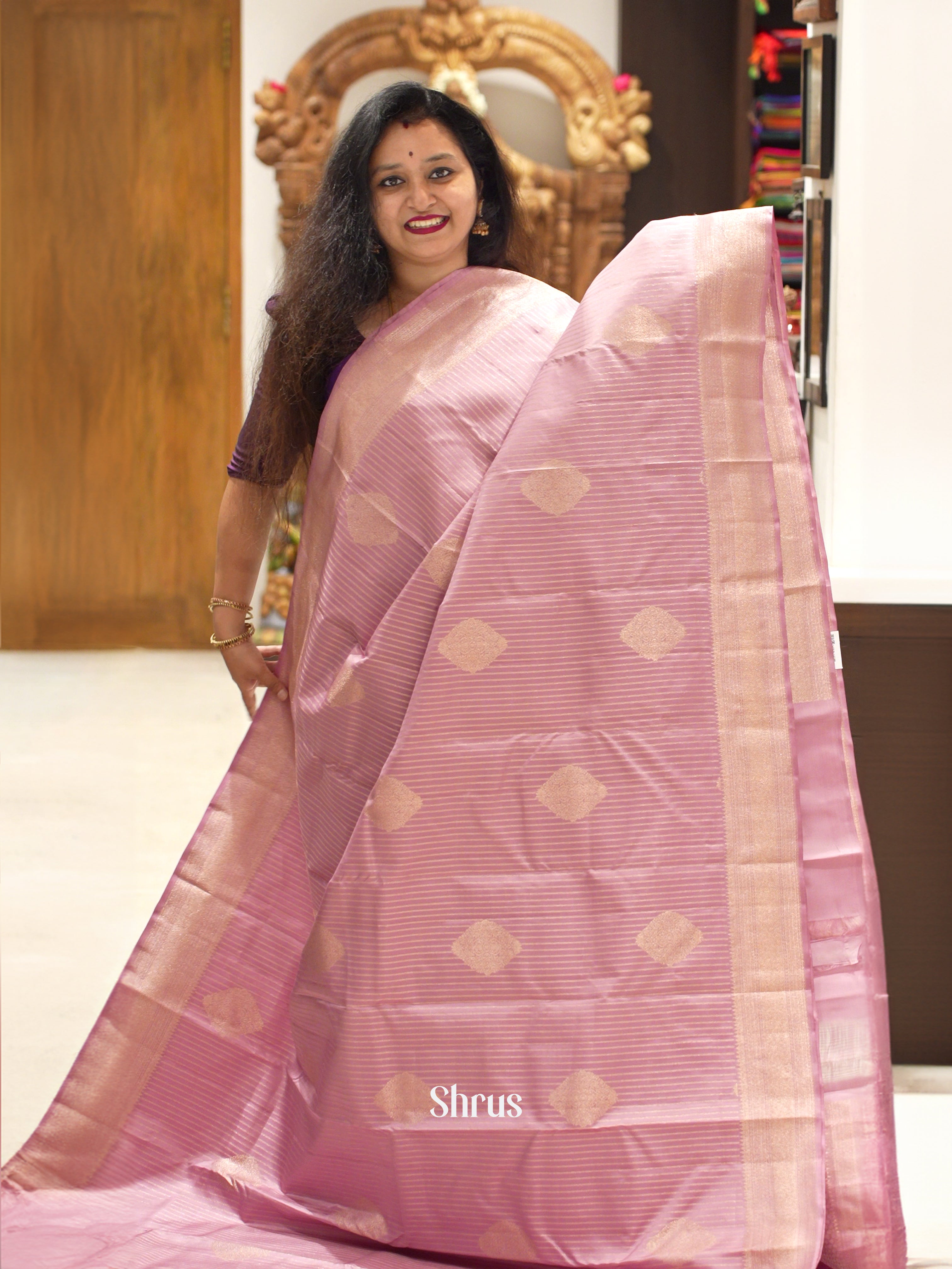 Light Onion Pink - Kanchipuram silk saree