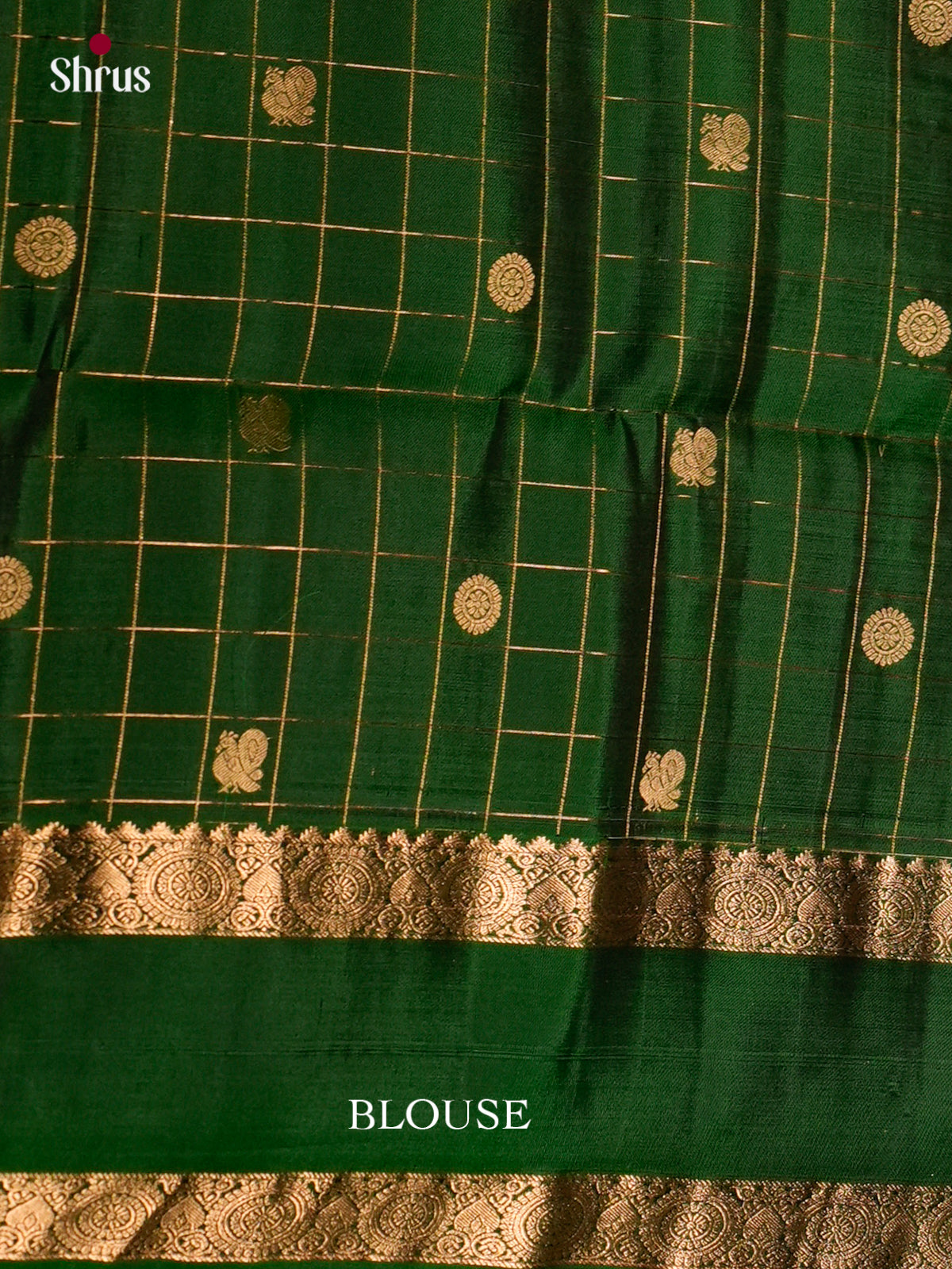 Buy Glorious Yellow Silk Saree with Golden Check, Buttas & Green Rettaipet Zari Border