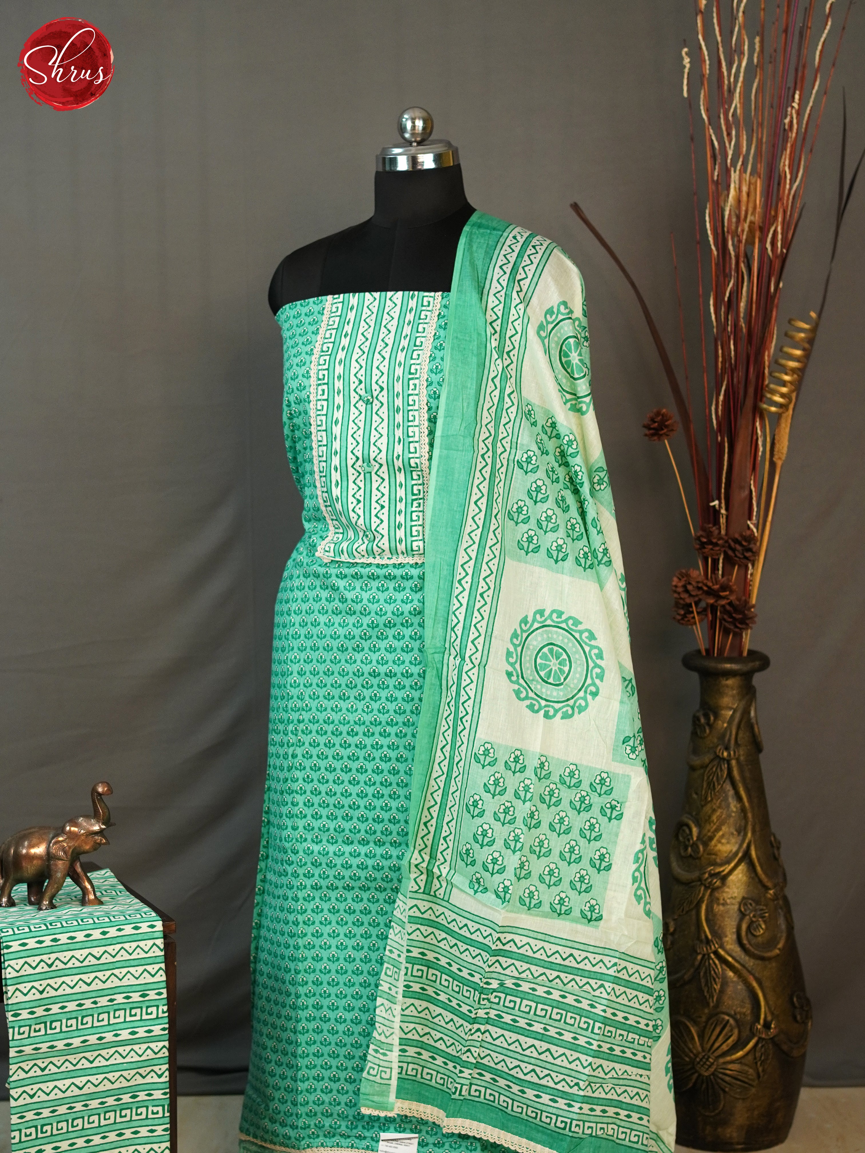 Green & Cream - Cotton salwar - Shop on ShrusEternity.com