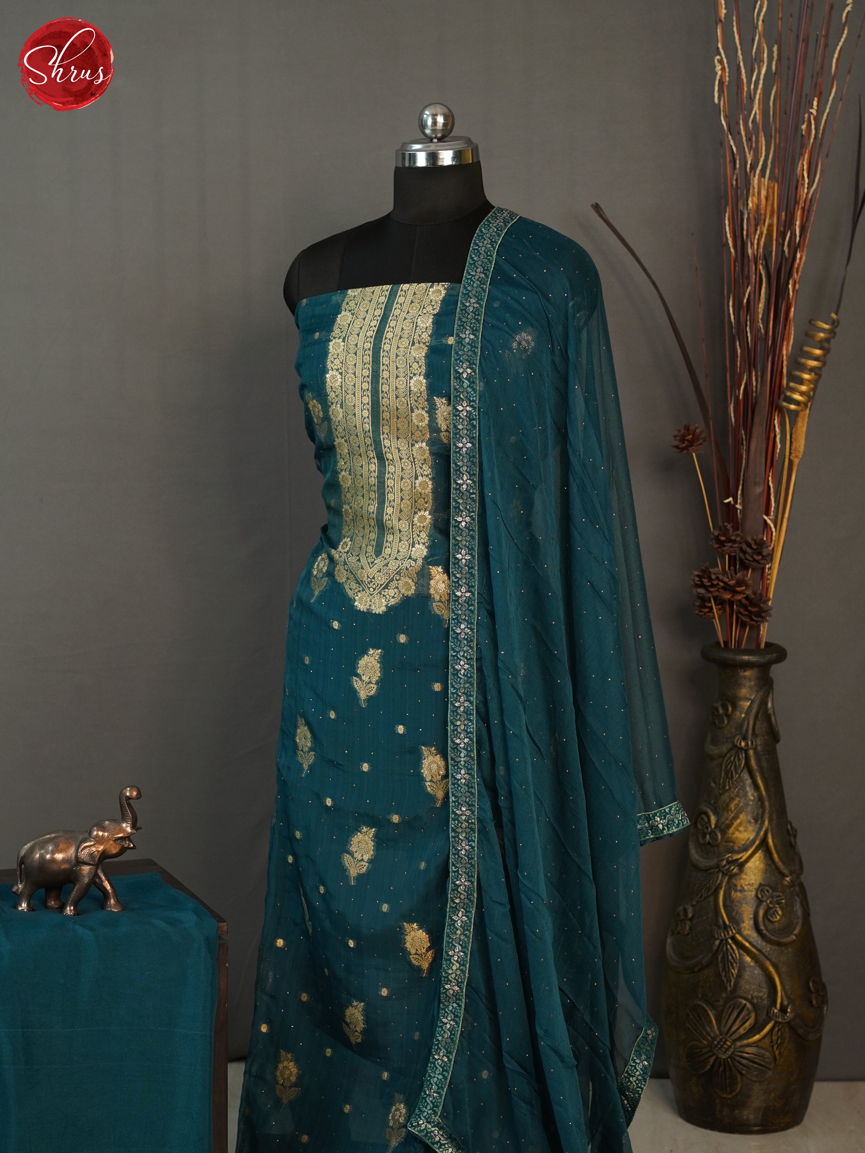 Blue - Unstitched Salwar - Shop on ShrusEternity.com