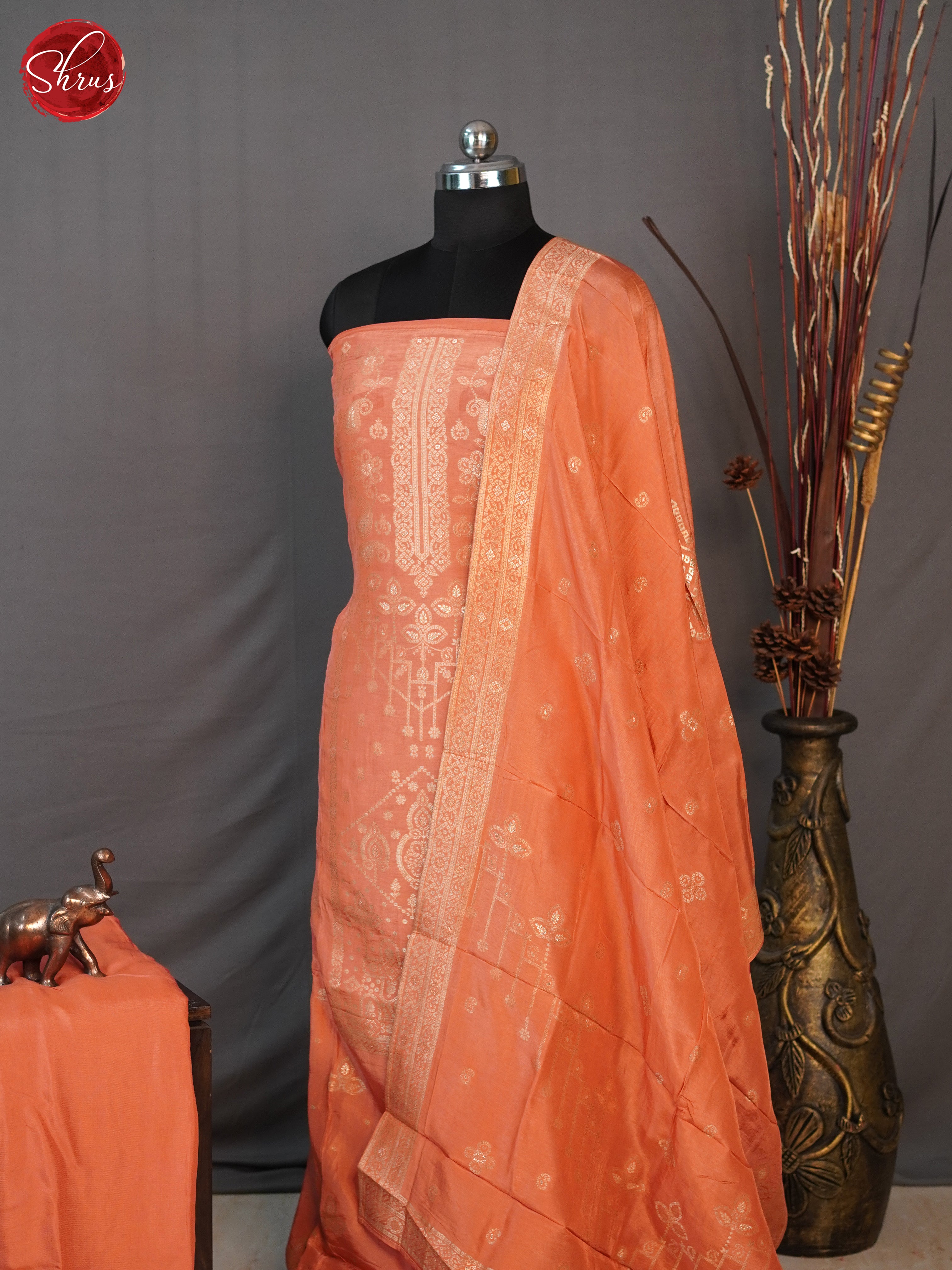 Orange  - Unstitched Salwar - Shop on ShrusEternity.com