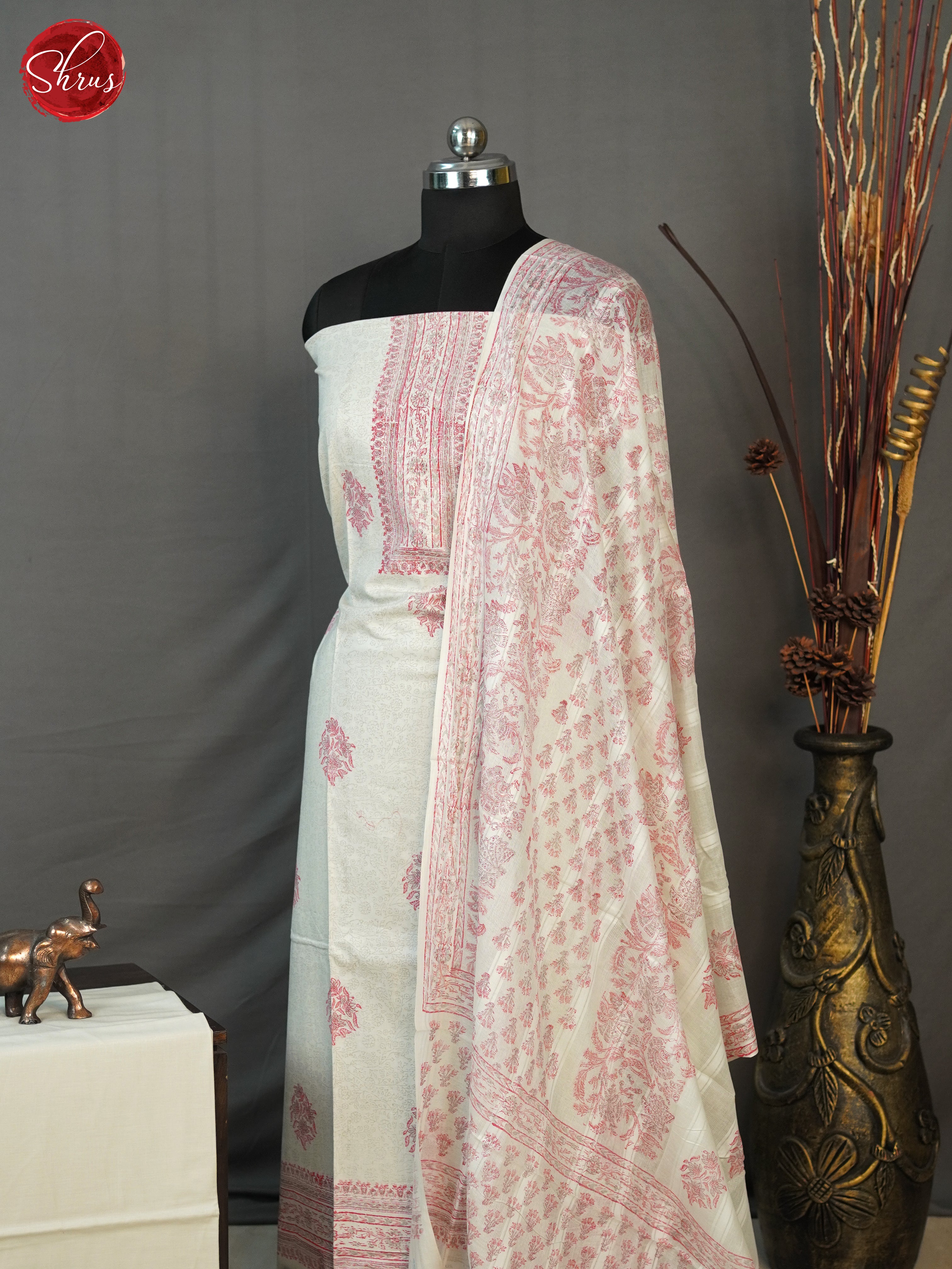 Cream & Red  - Cotton salwar - Shop on ShrusEternity.com