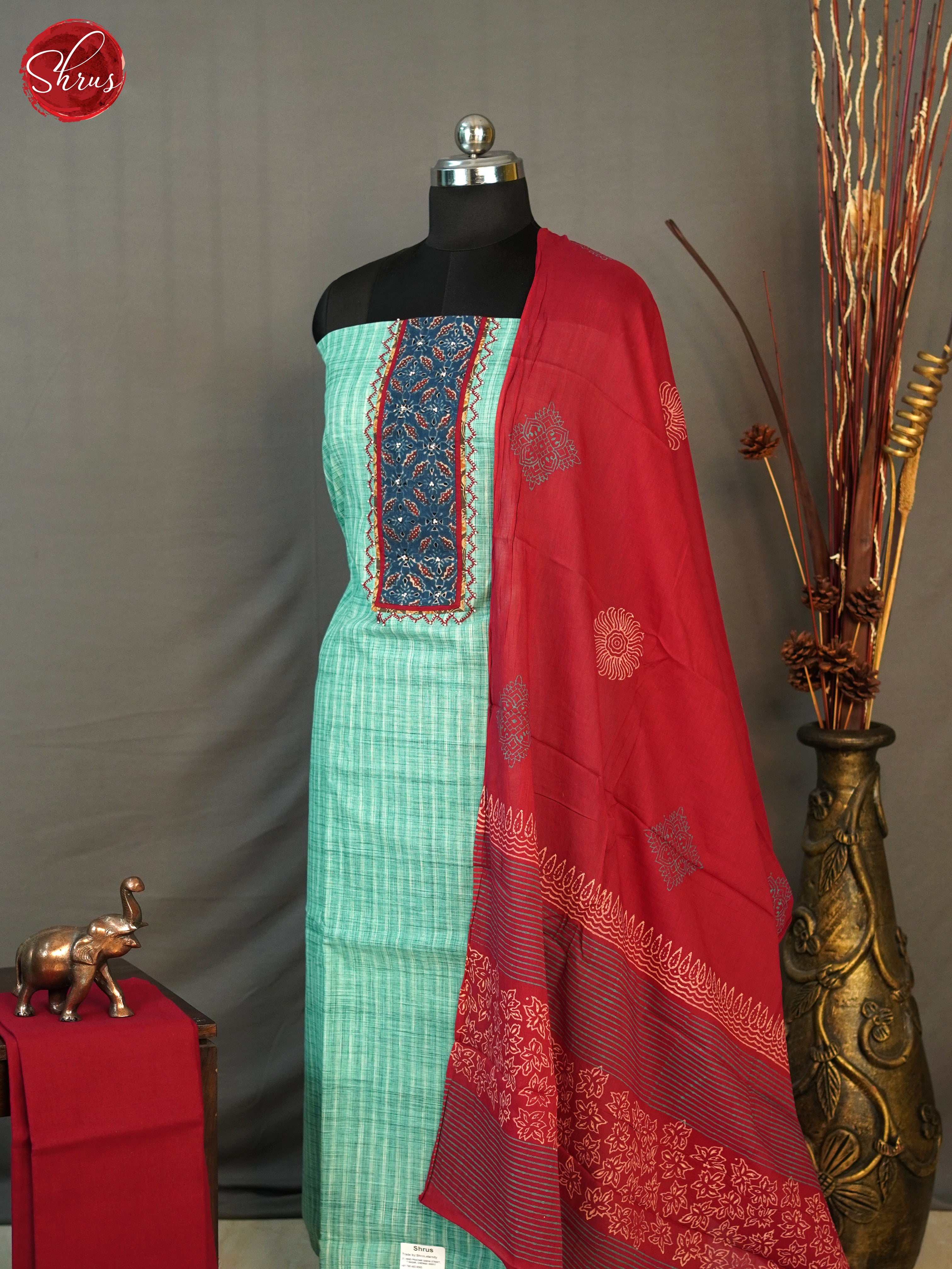 Green & Red- Cotton salwar - Shop on ShrusEternity.com