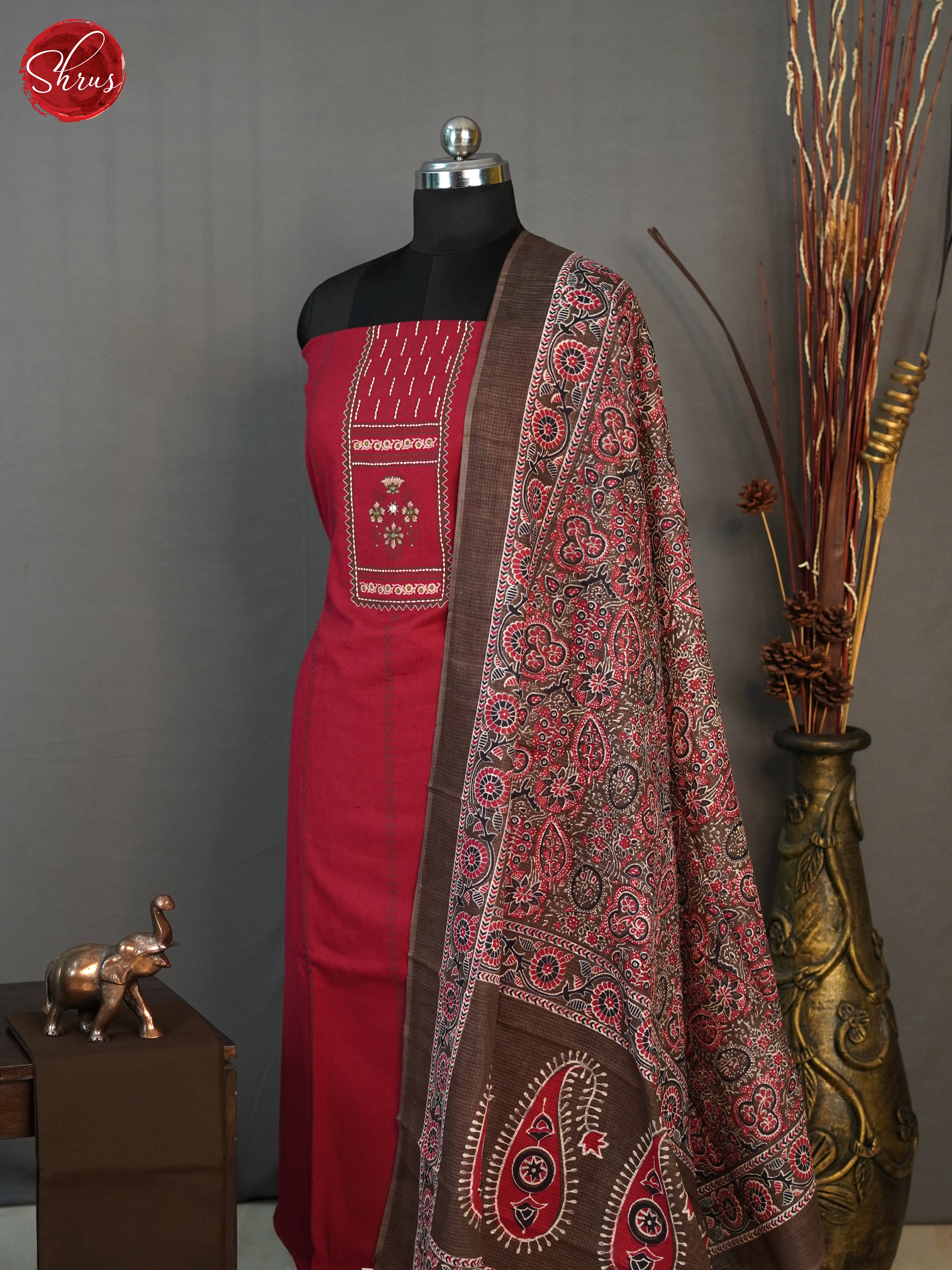 Red & Brown - Cotton salwar - Shop on ShrusEternity.com