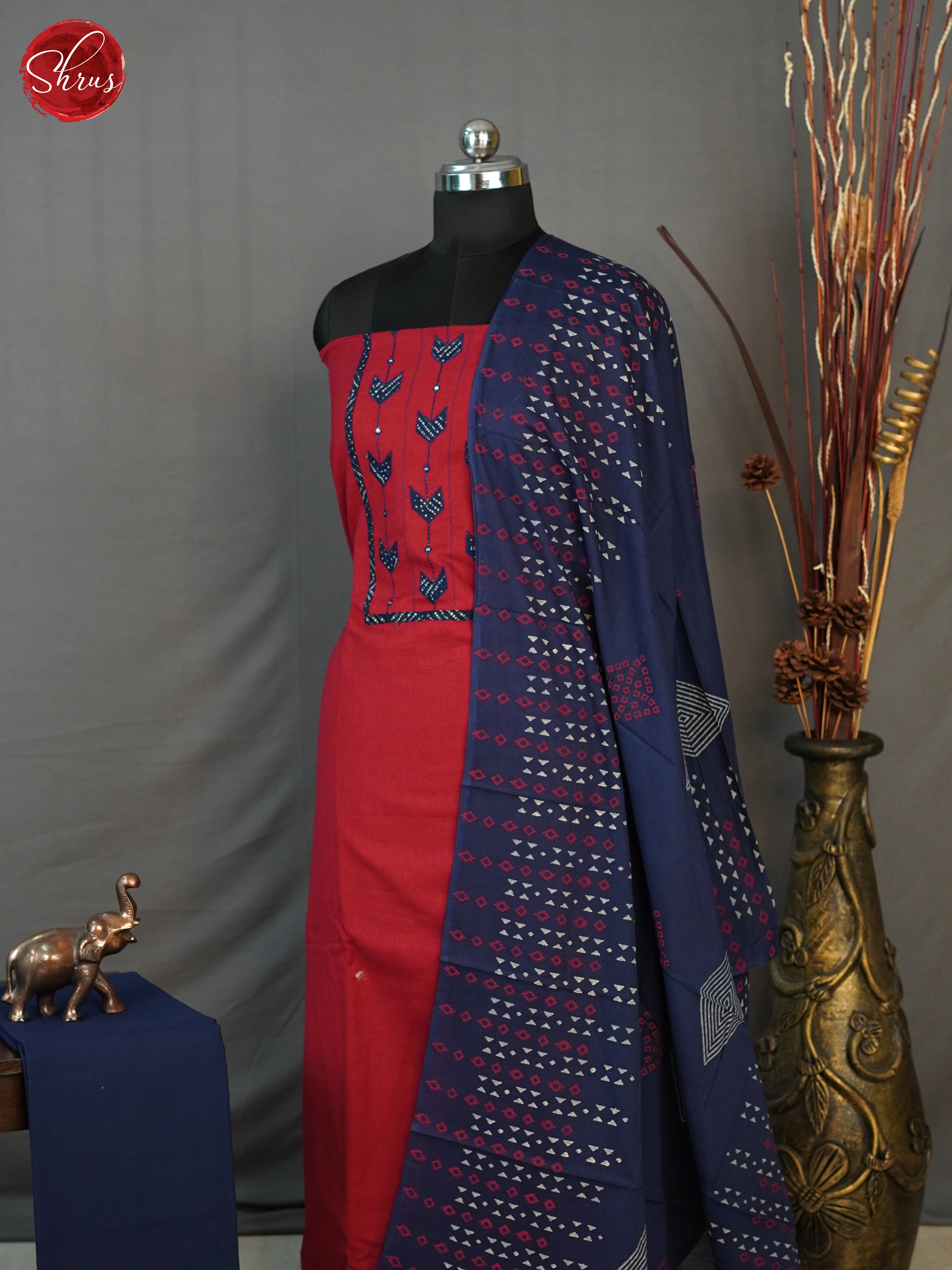 REd & Blue- Cotton salwar - Shop on ShrusEternity.com