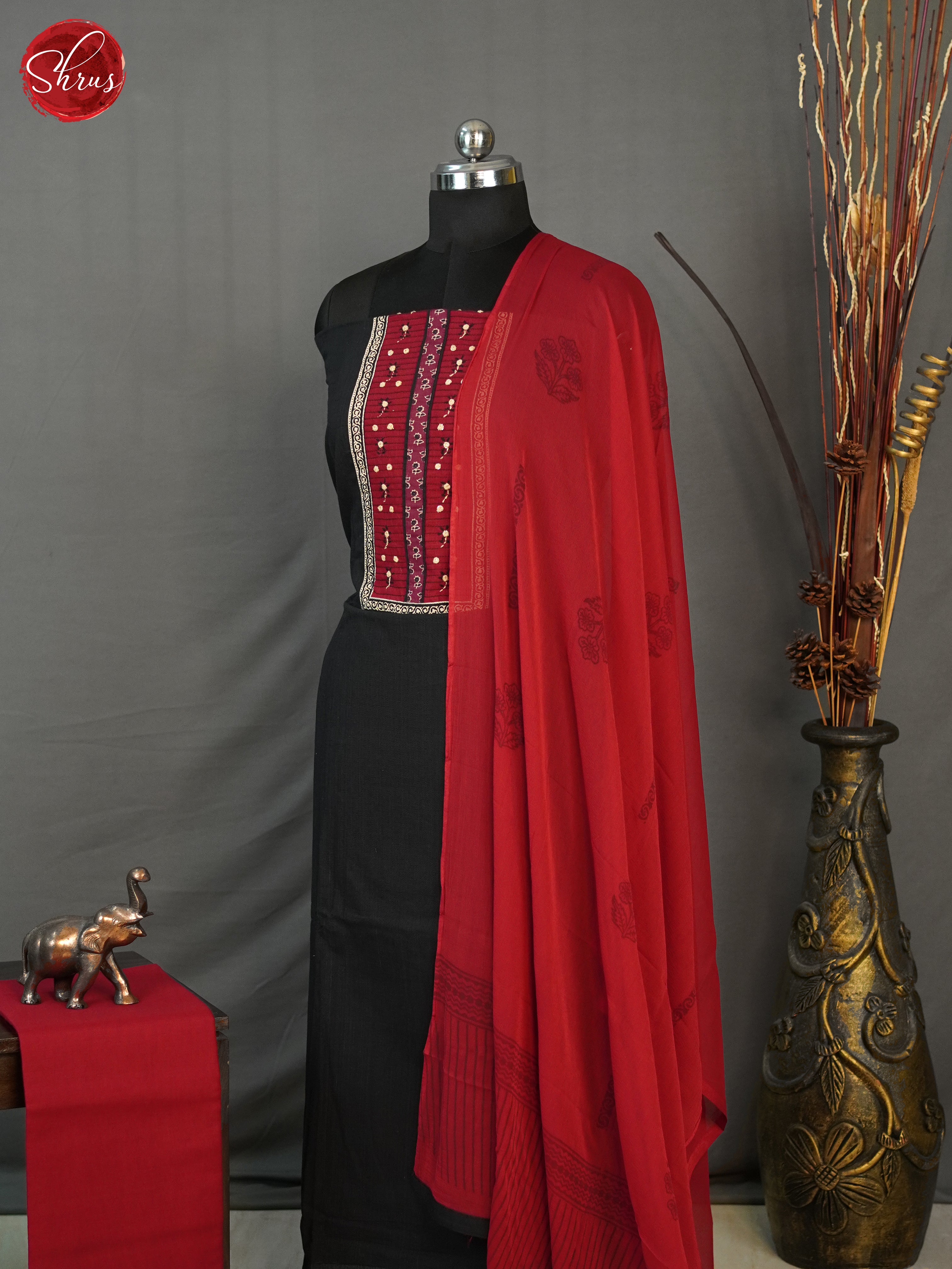 Black & Red- Cotton salwar - Shop on ShrusEternity.com