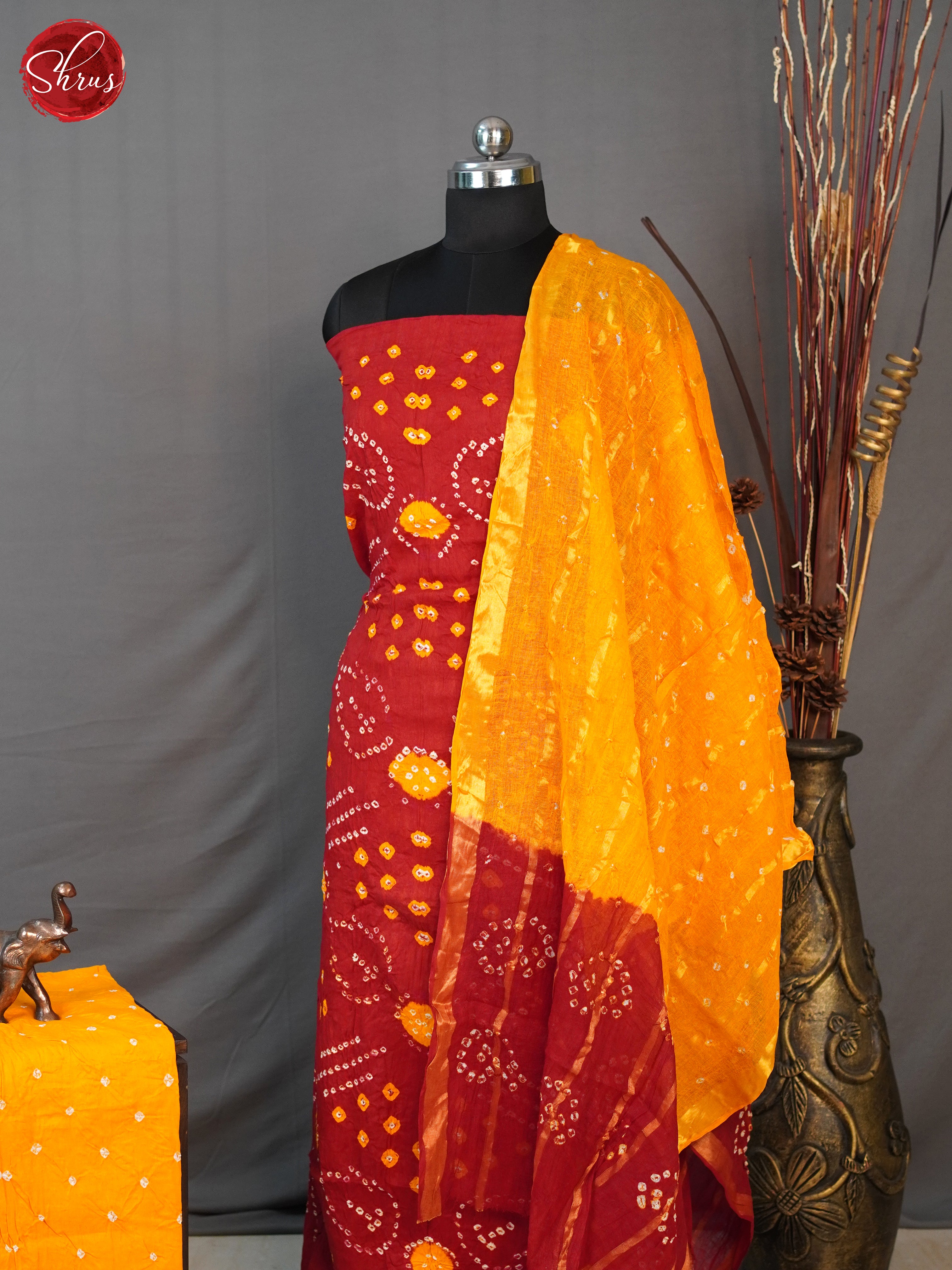 Red & Yellow - Bandhini salwar - Shop on ShrusEternity.com