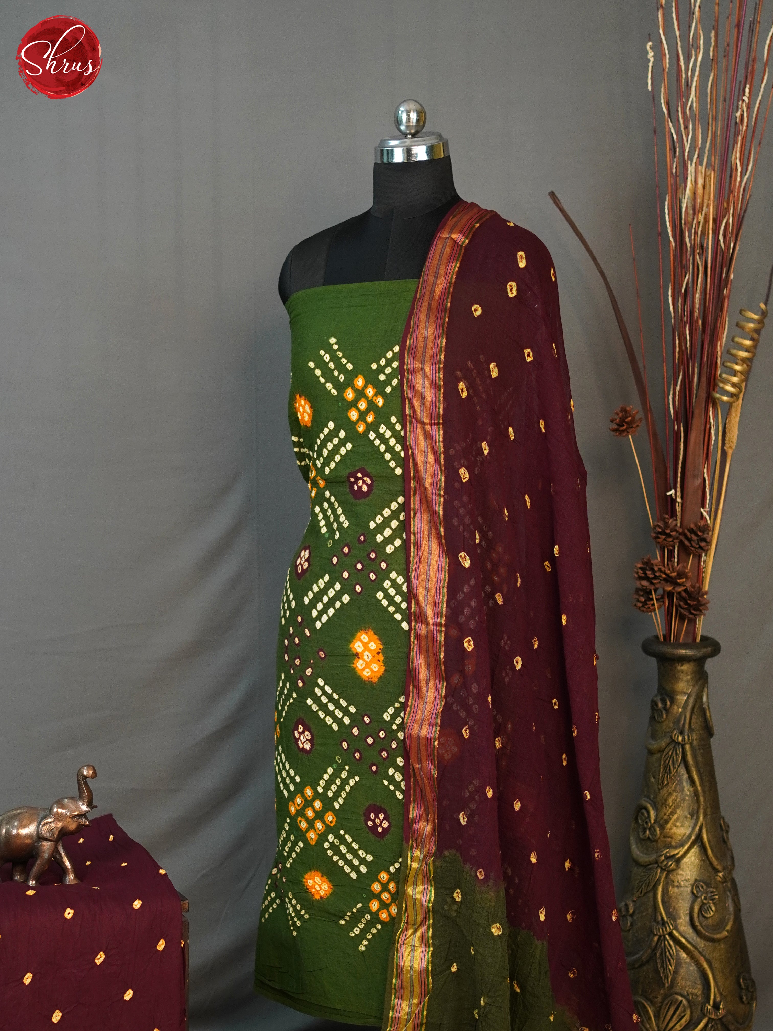 Green & Brown - Bandhini  salwar - Shop on ShrusEternity.com