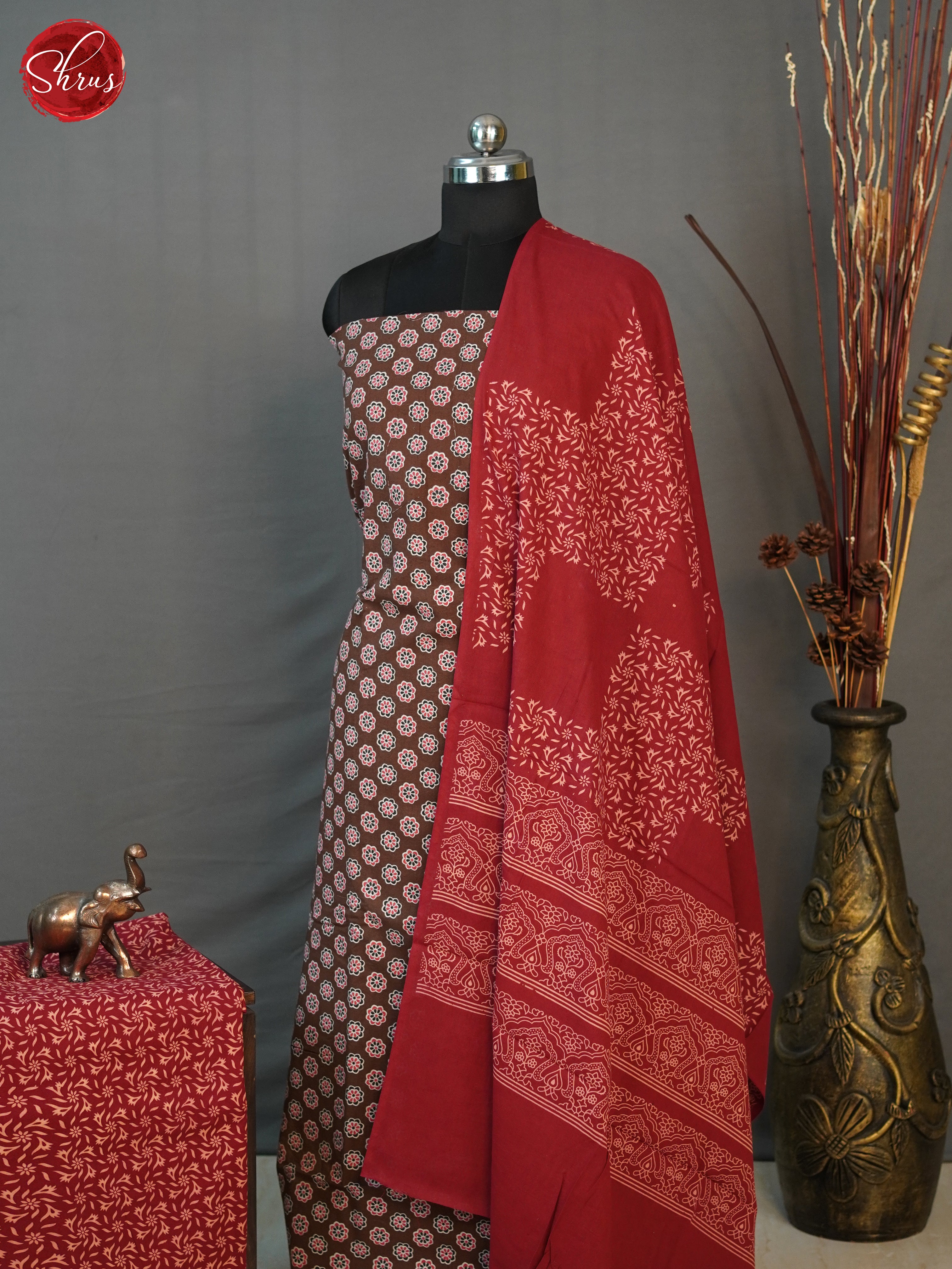 Brown & Red- Ajrakh Salwar - Shop on ShrusEternity.com