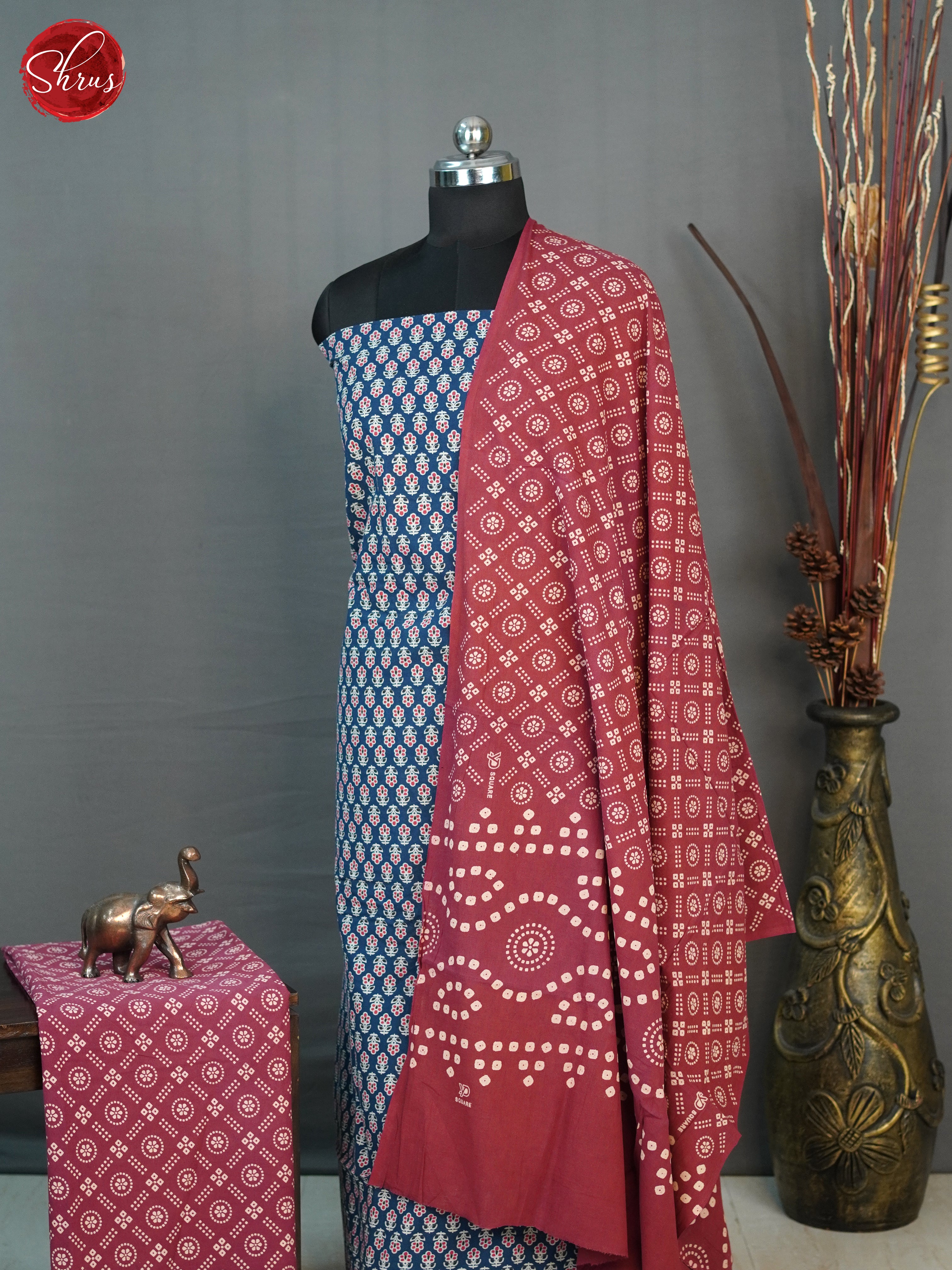 Blue & Red- Ajrakh Salwar - Shop on ShrusEternity.com