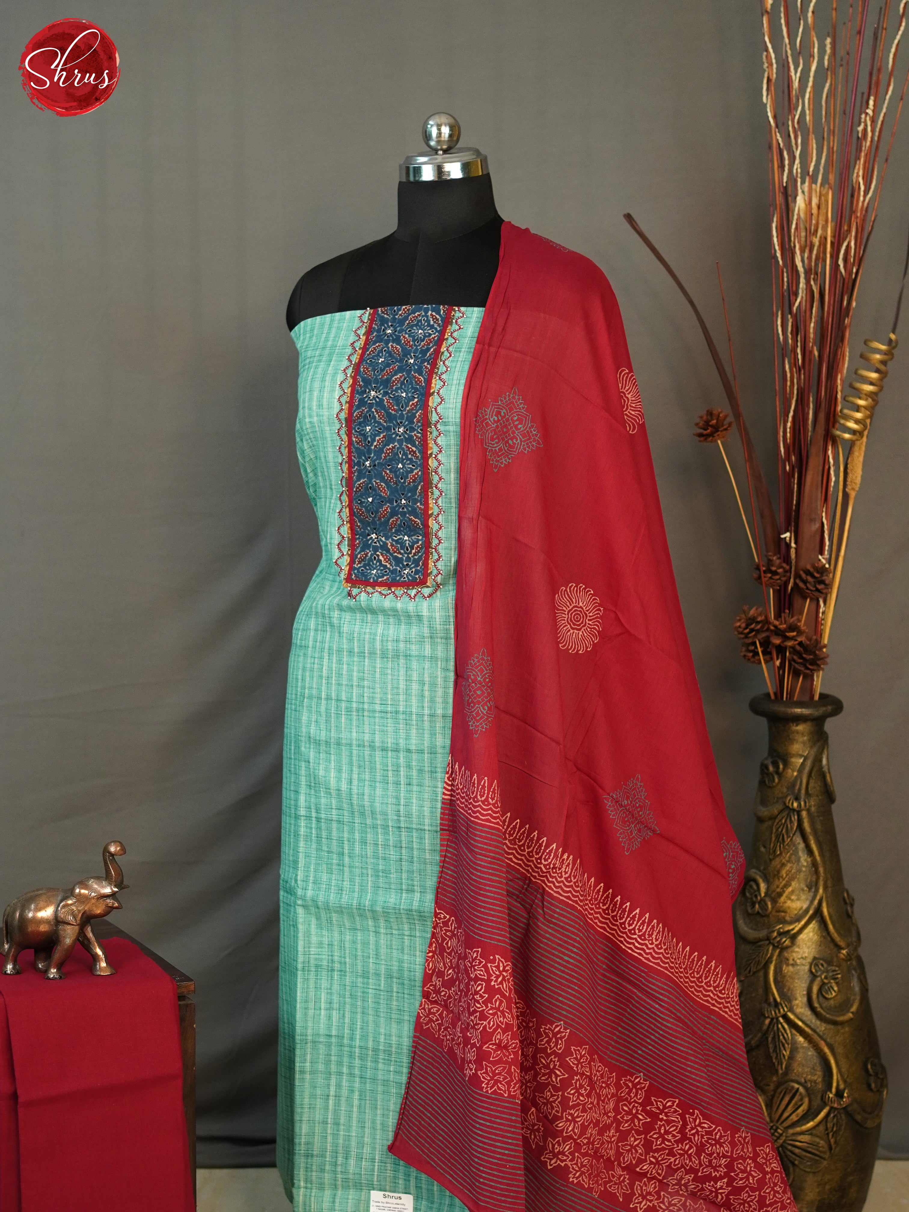 Green & Red  - Cotton salwar - Shop on ShrusEternity.com