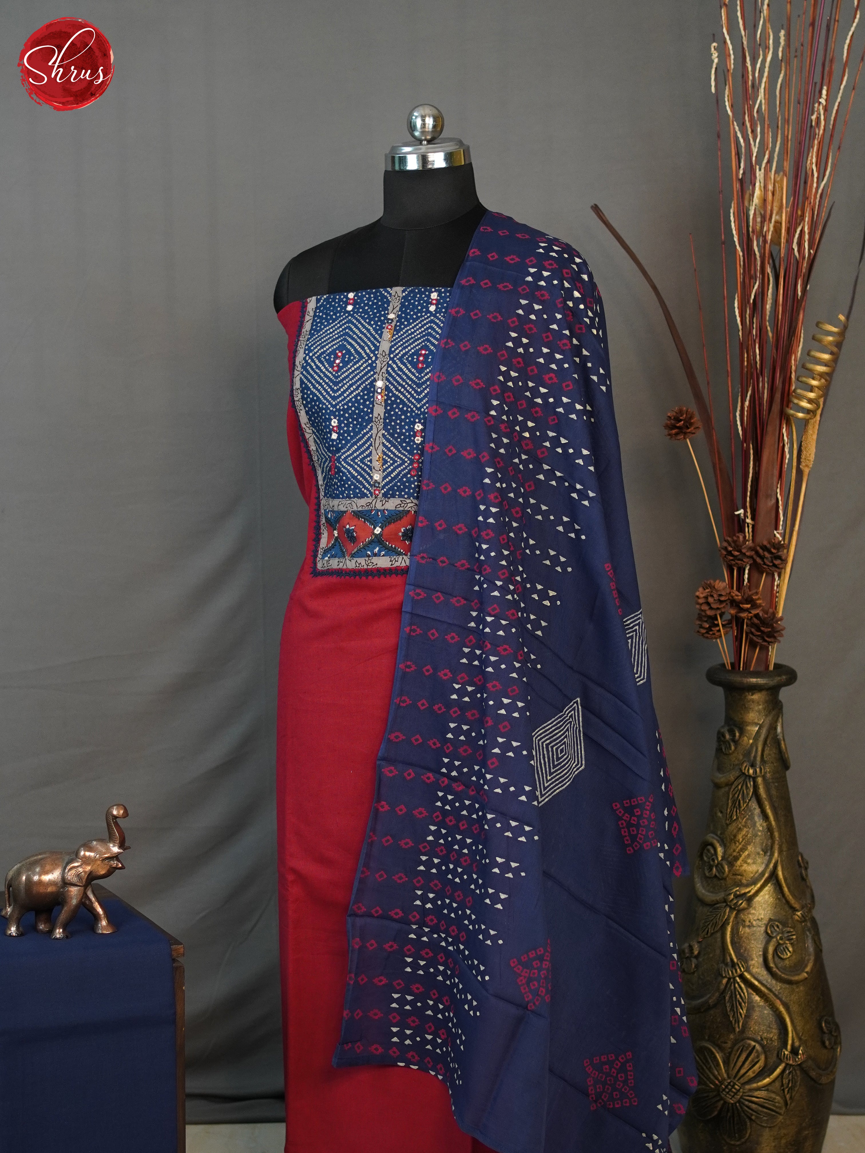 Red & Blue - Cotton salwar - Shop on ShrusEternity.com