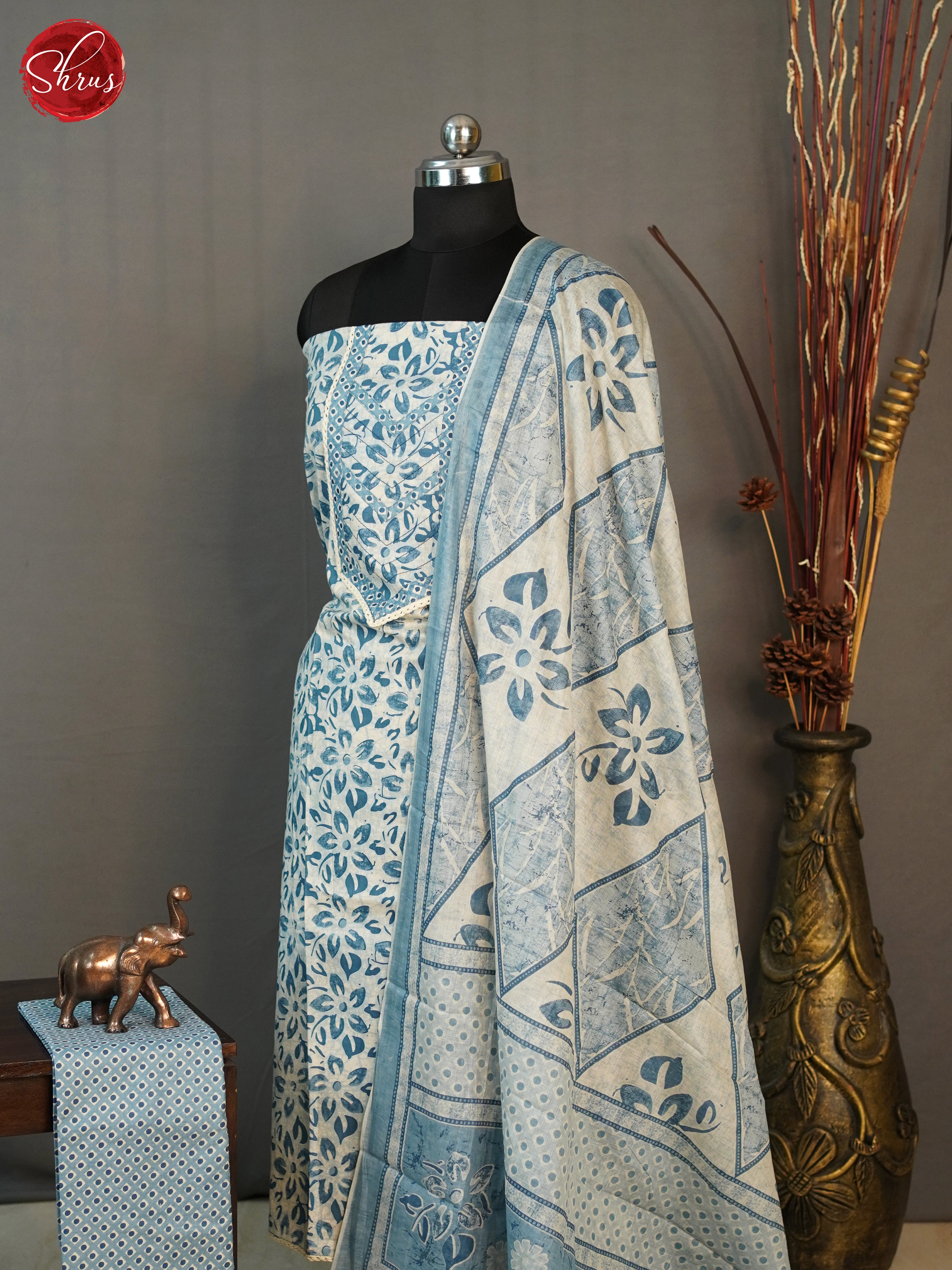 Blue & Cream - Cotton salwar - Shop on ShrusEternity.com